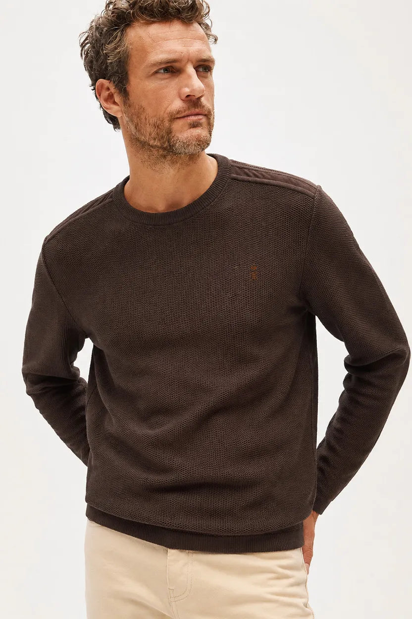 Suéter Sergio K Tricot Detalhe Camurça