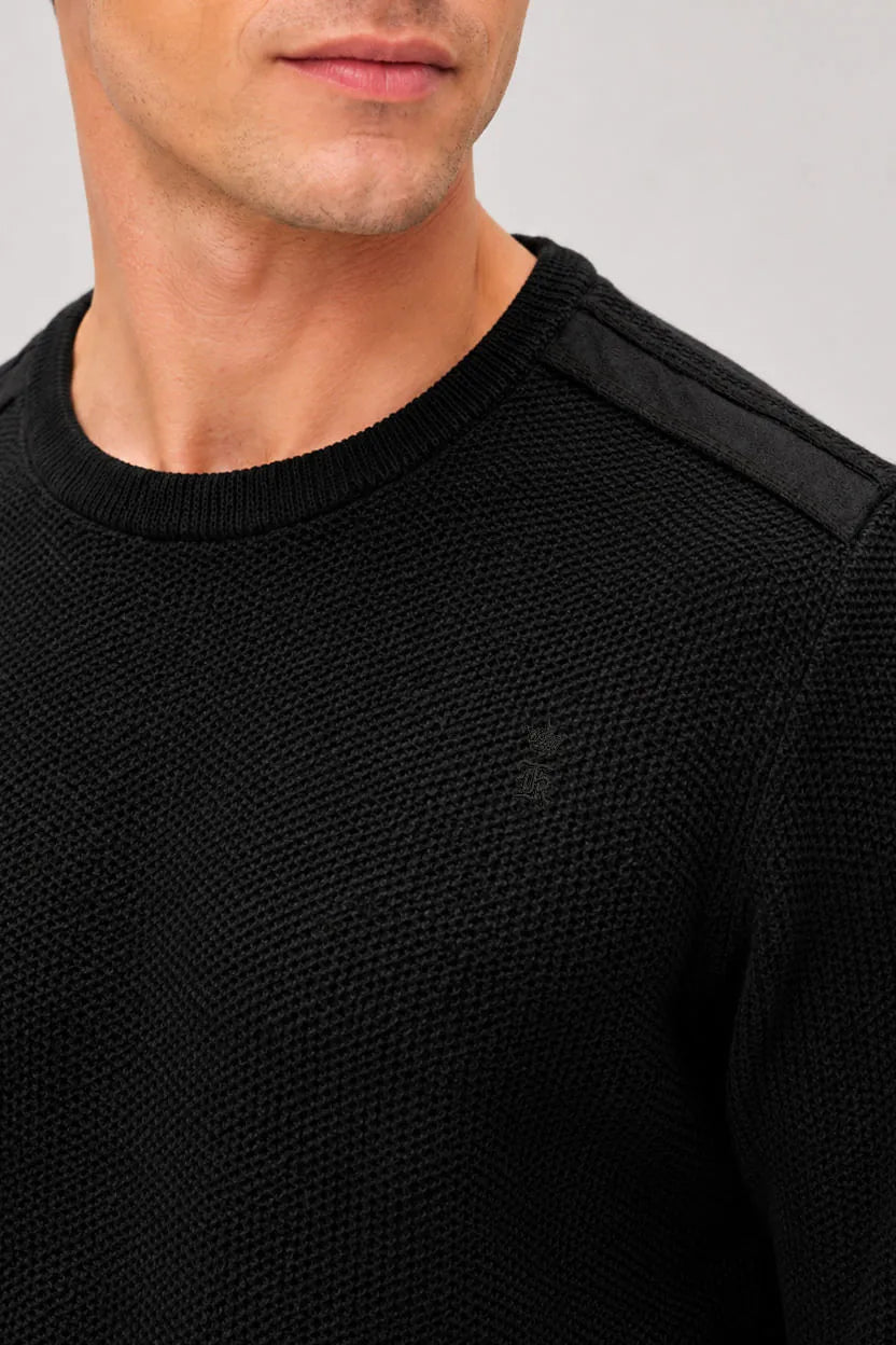 Suéter Sergio K Tricot Detalhe Camurça