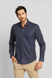 Camisa Dom Henrico ml Milano Slim Fit Xadrez Marinho