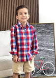 Camisa Infantil Tommy Hilfiger Xadrez Vermelho/Azul/Branco