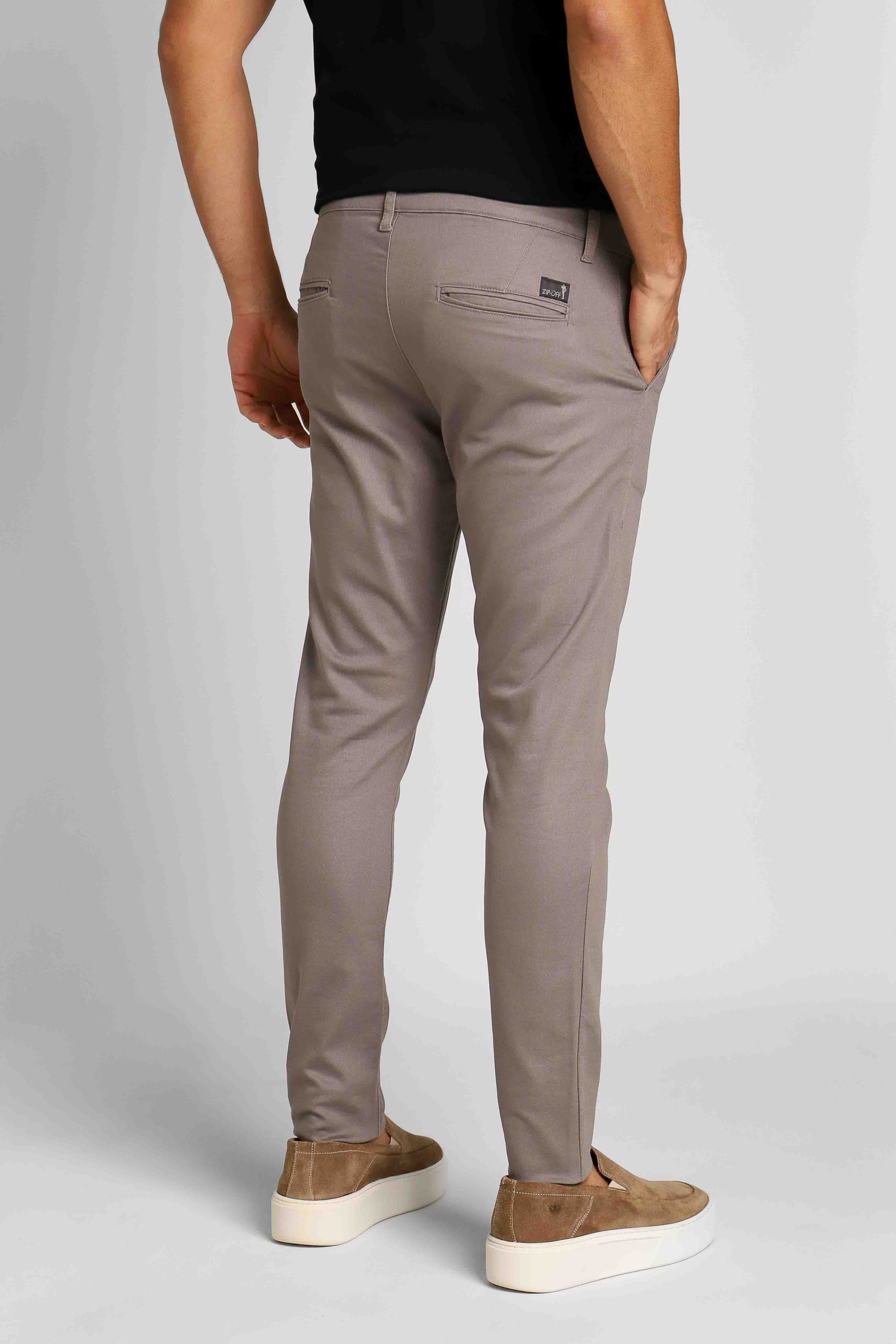 Calça Masculina Alfaiataria Skinny Fit Zip Off Cinza Grafite