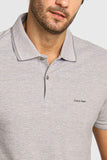 Polo Masculina Regular Básica Calvin Klein Cinza com Dois Frisos na Gola