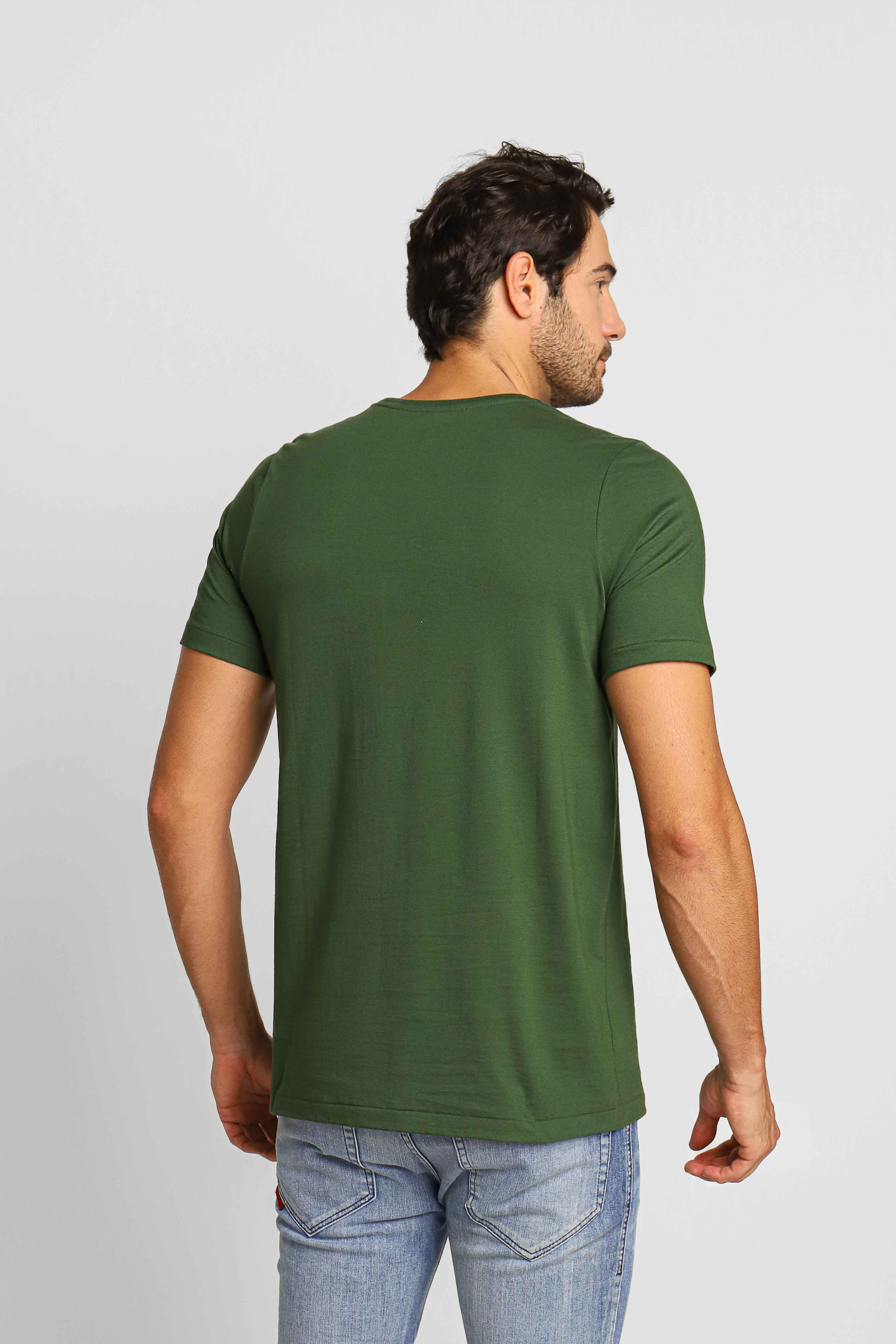 Camiseta RL Verde Militar Small Ponei Vermelho