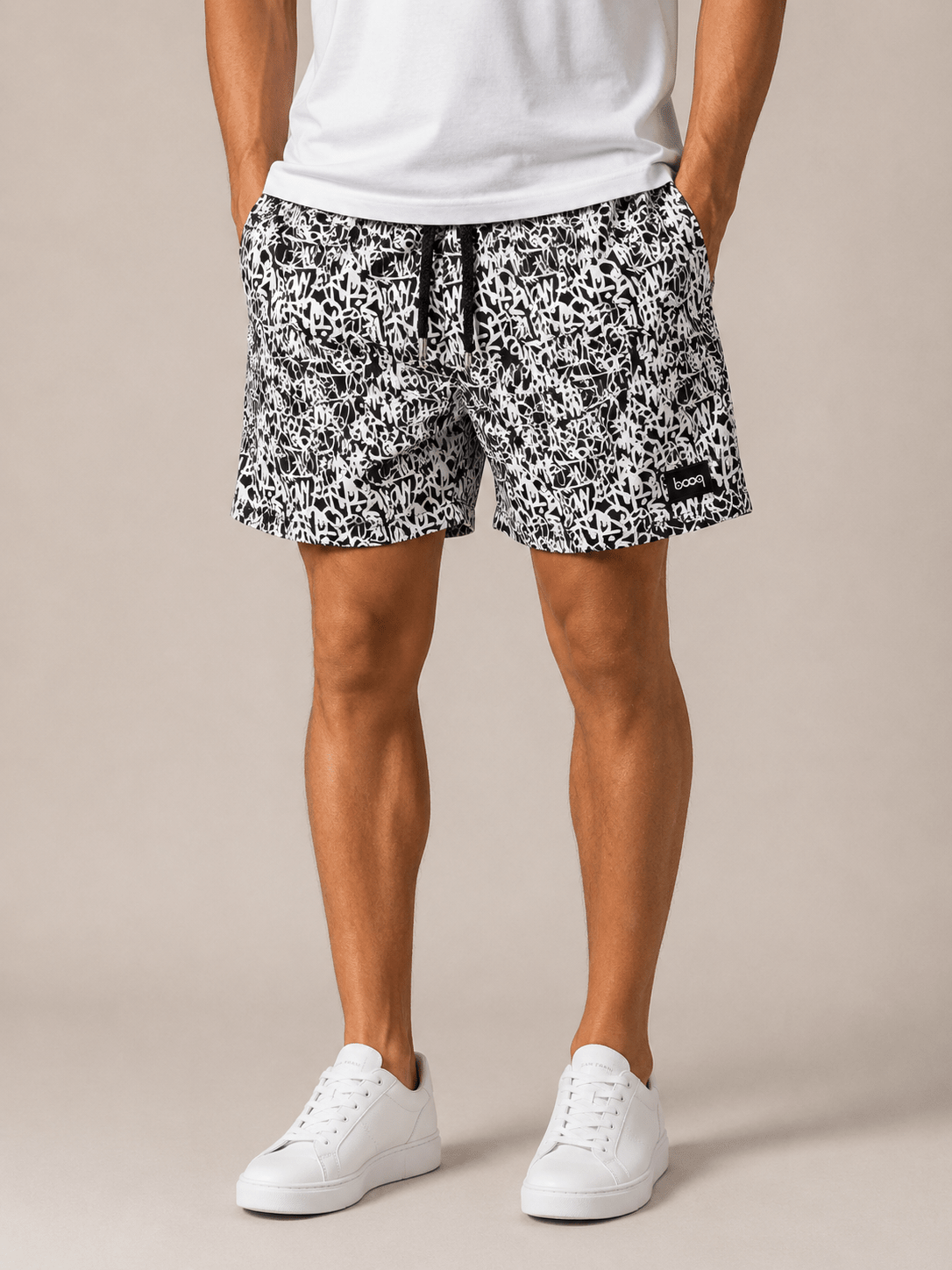 Bermuda Booq Banho Curta Pixado Branco - Henri Store