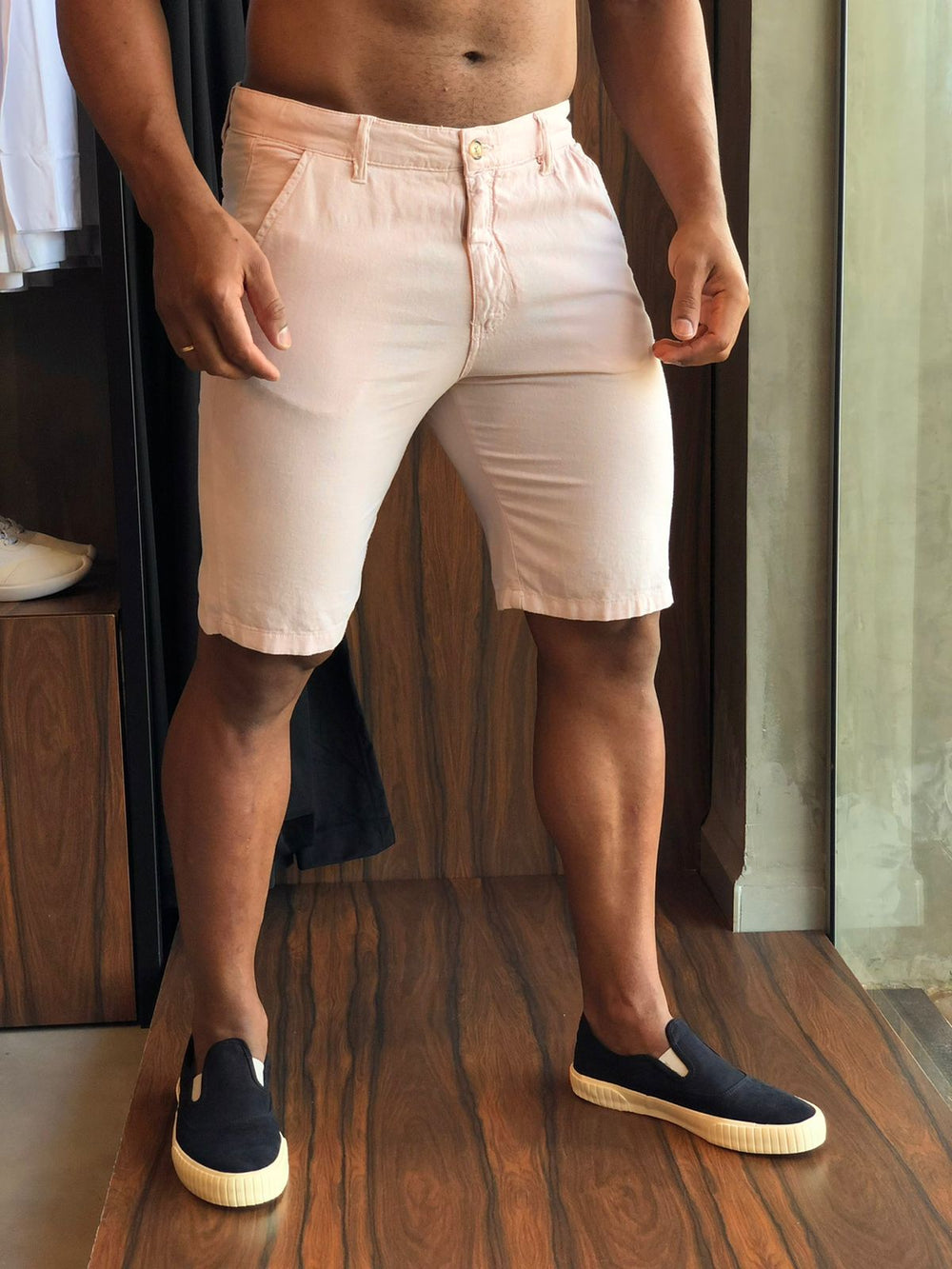 Bermuda Dom Henrico Linho Rosa - Henri Store