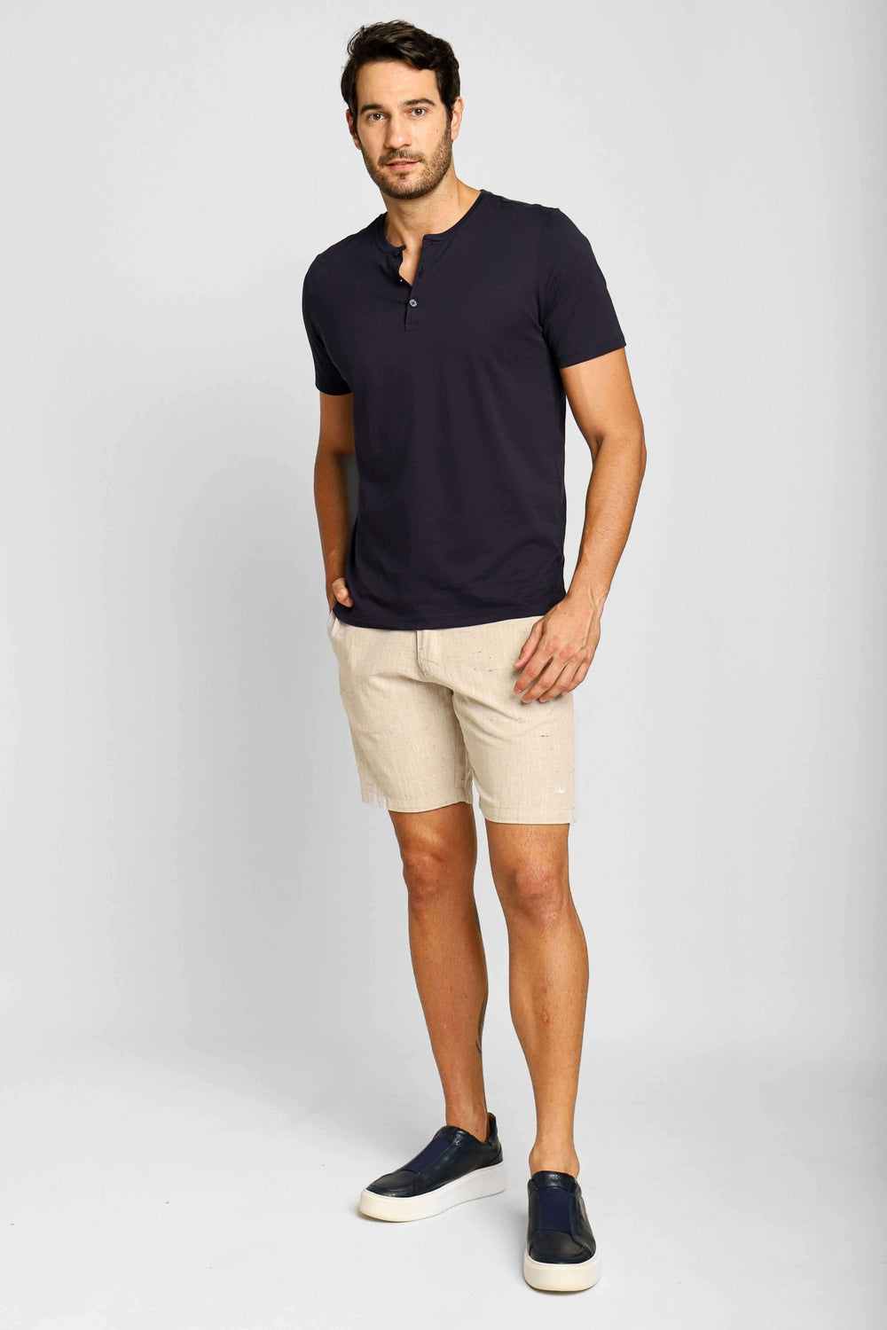 Bermuda Dom Henrico Milano Areia Mescla com Ajuste - Henri Store
