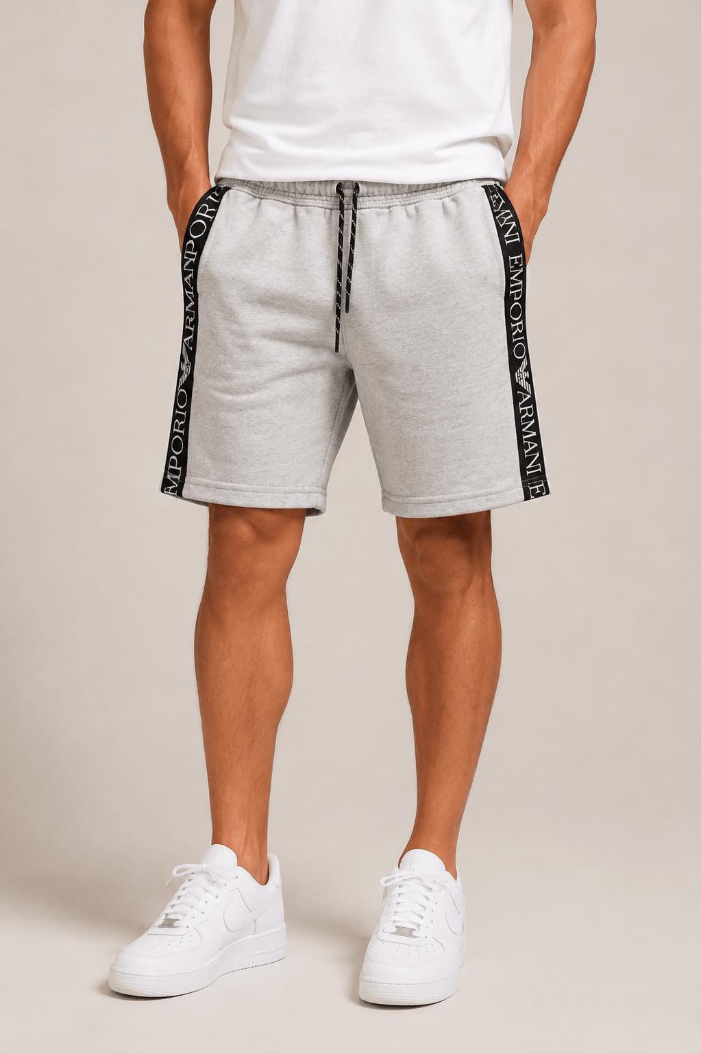 Bermuda Emporio Armani Moletom Mescla Detalhe Lateral - Henri Store