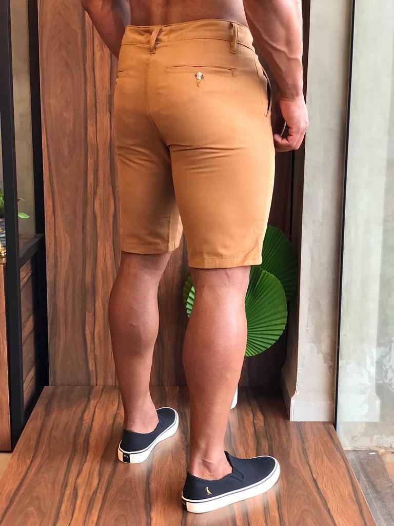 Bermuda Masculina Dom Henrico em Sarja Caramelo - Henri Store