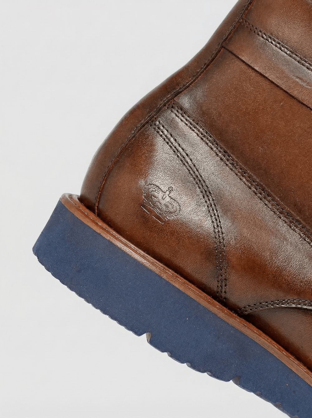 Bota Dom Henrico em Couro Marrom e Solado em Eva Azul - Henri Store
