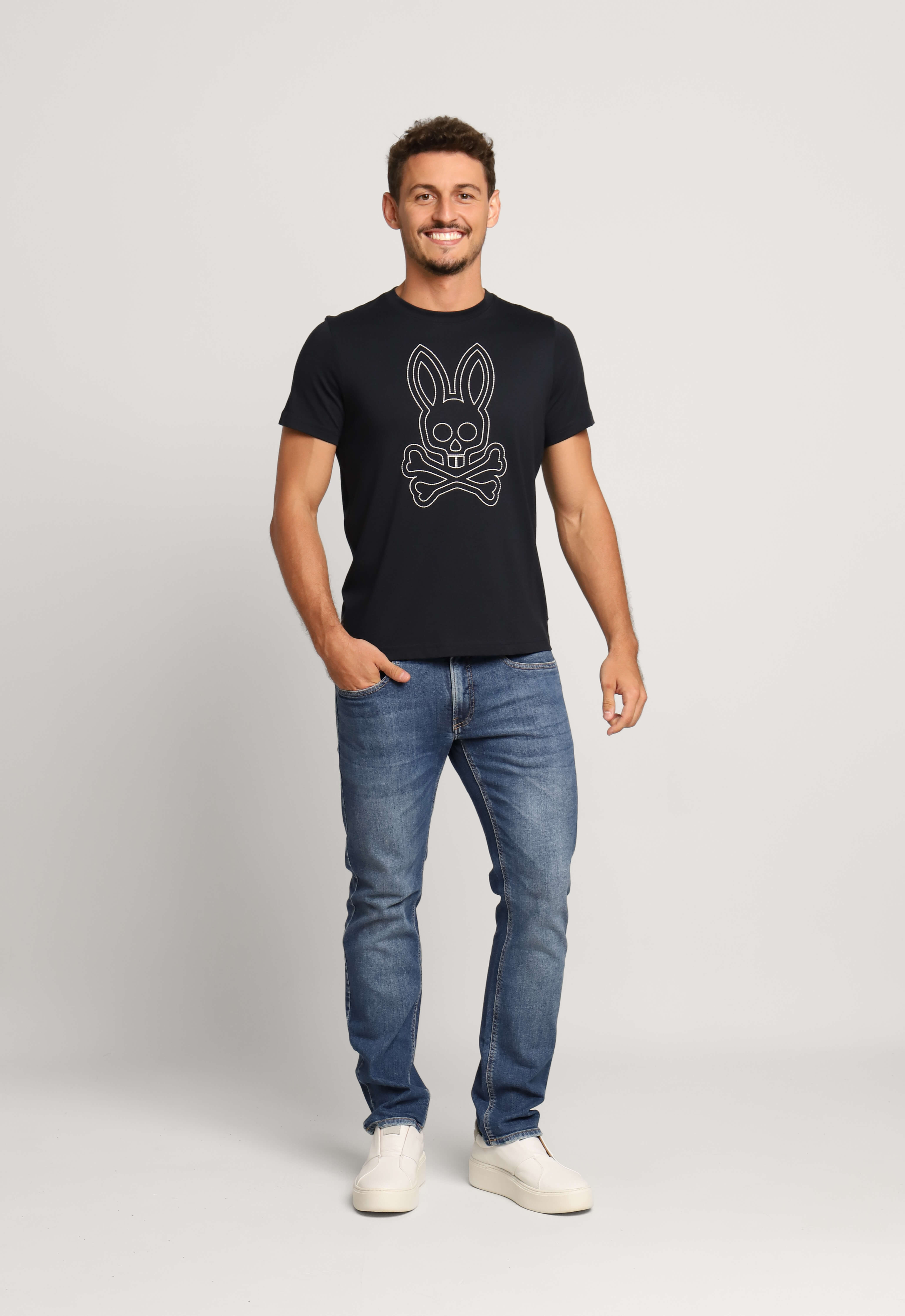 Camiseta Psycho Bunny Pima Logo Central Preto