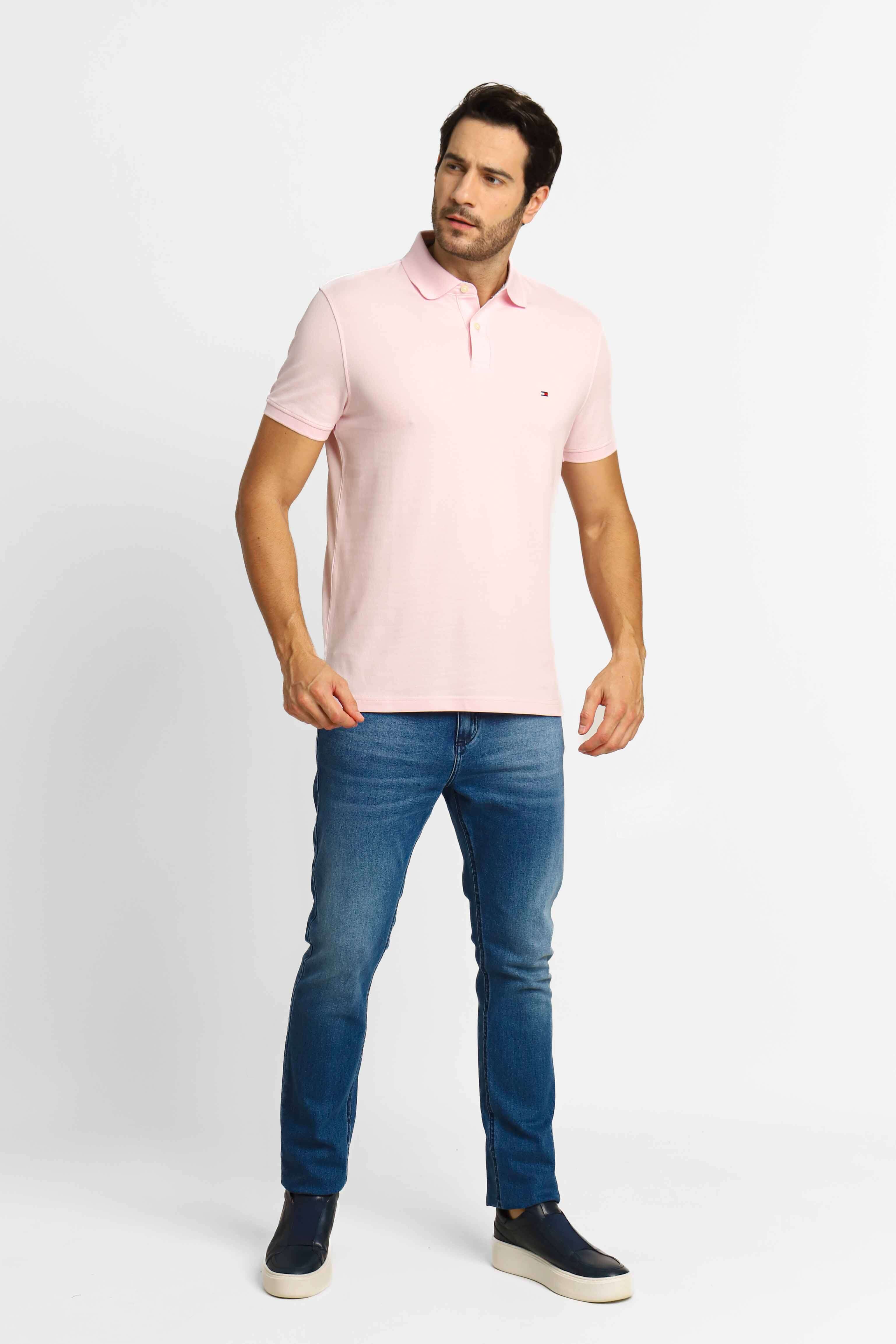 Polo Masculina Tommy Hilfiger Regular Fit Rosa Claro