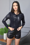 Manga Longa Calvin Klein Jeans Infantil Preta C/ Glitter