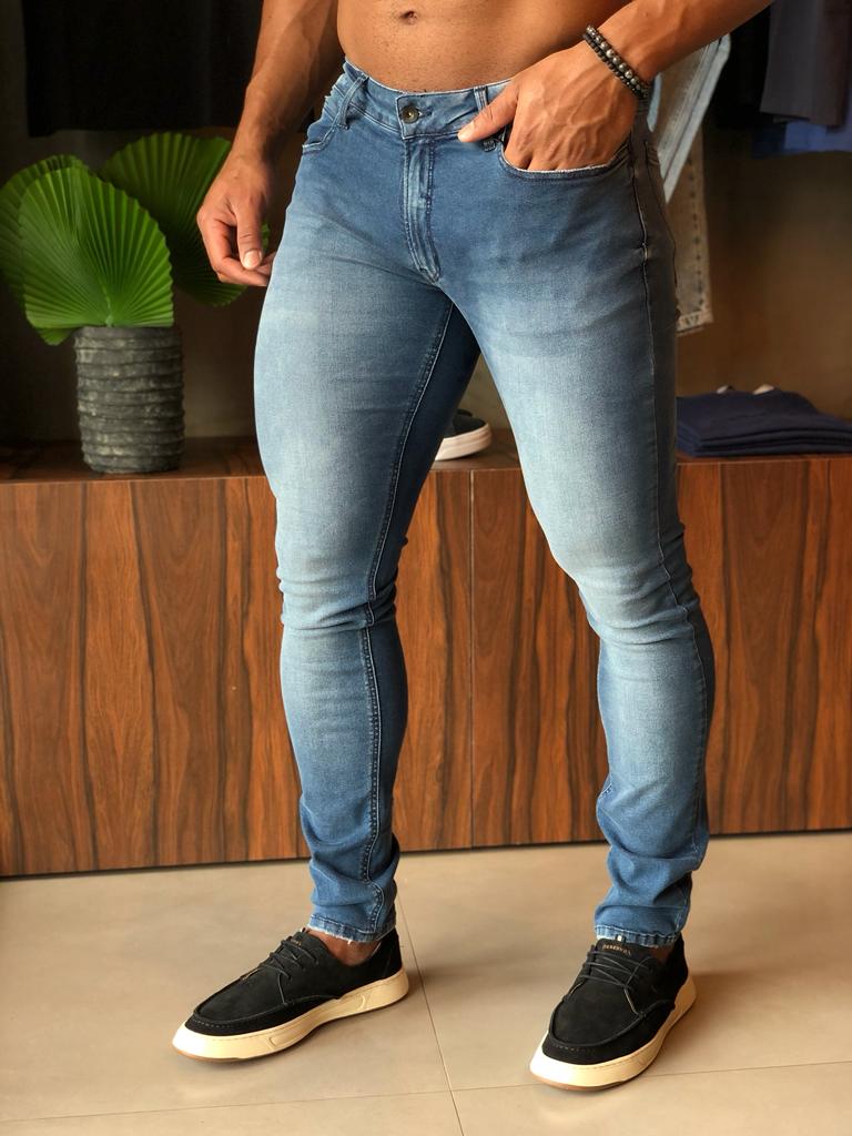 Calça Calvin Klein Jeans Super Skinny Confort Azul Medio - Henri Store