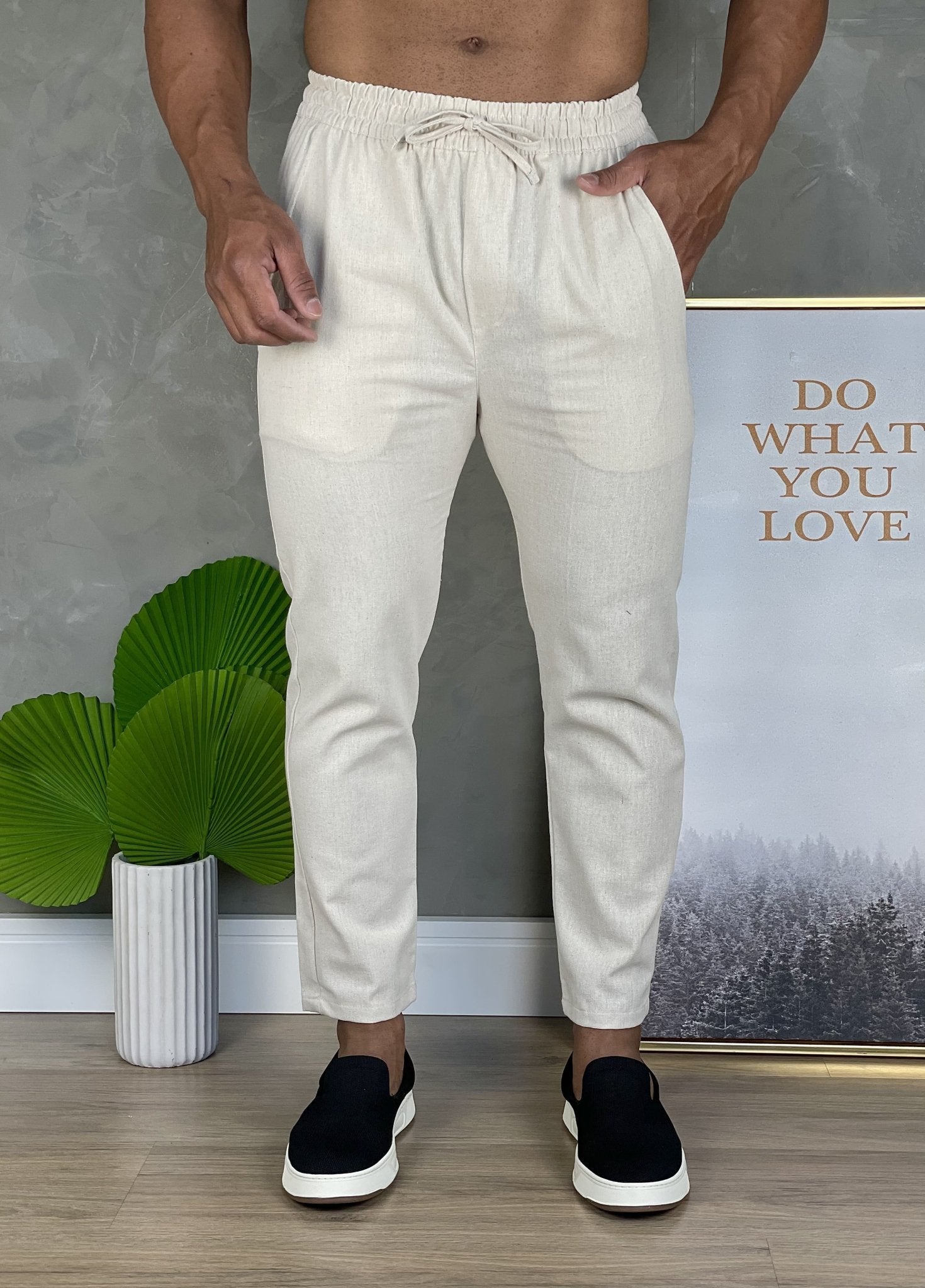 Calça Eleven Linho Lifestyle Natural Bege - Henri Store