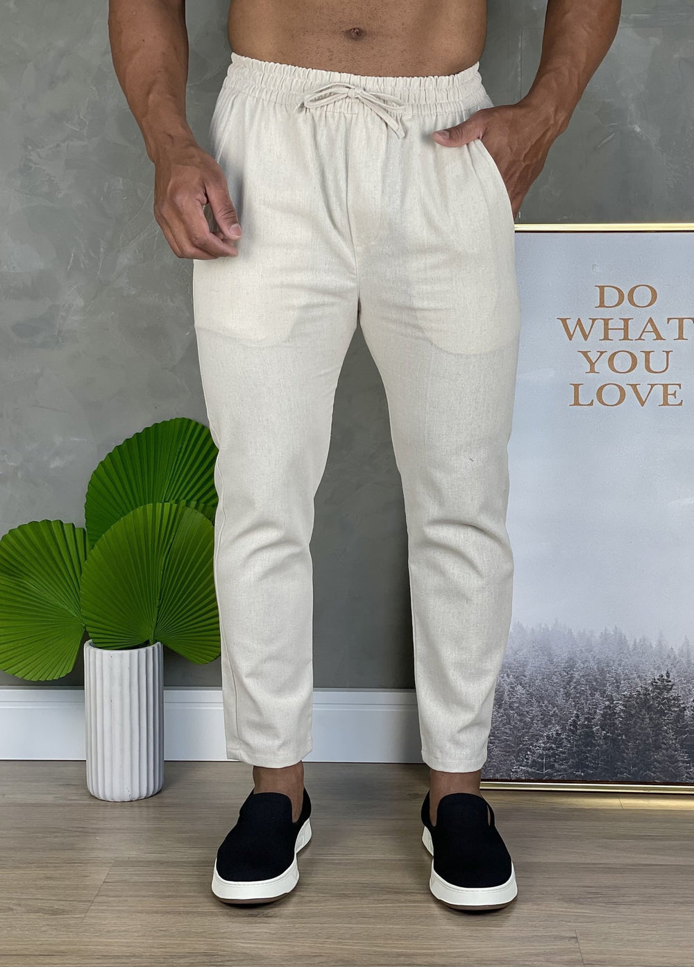 Calça Eleven Linho Lifestyle Natural Bege - Henri Store