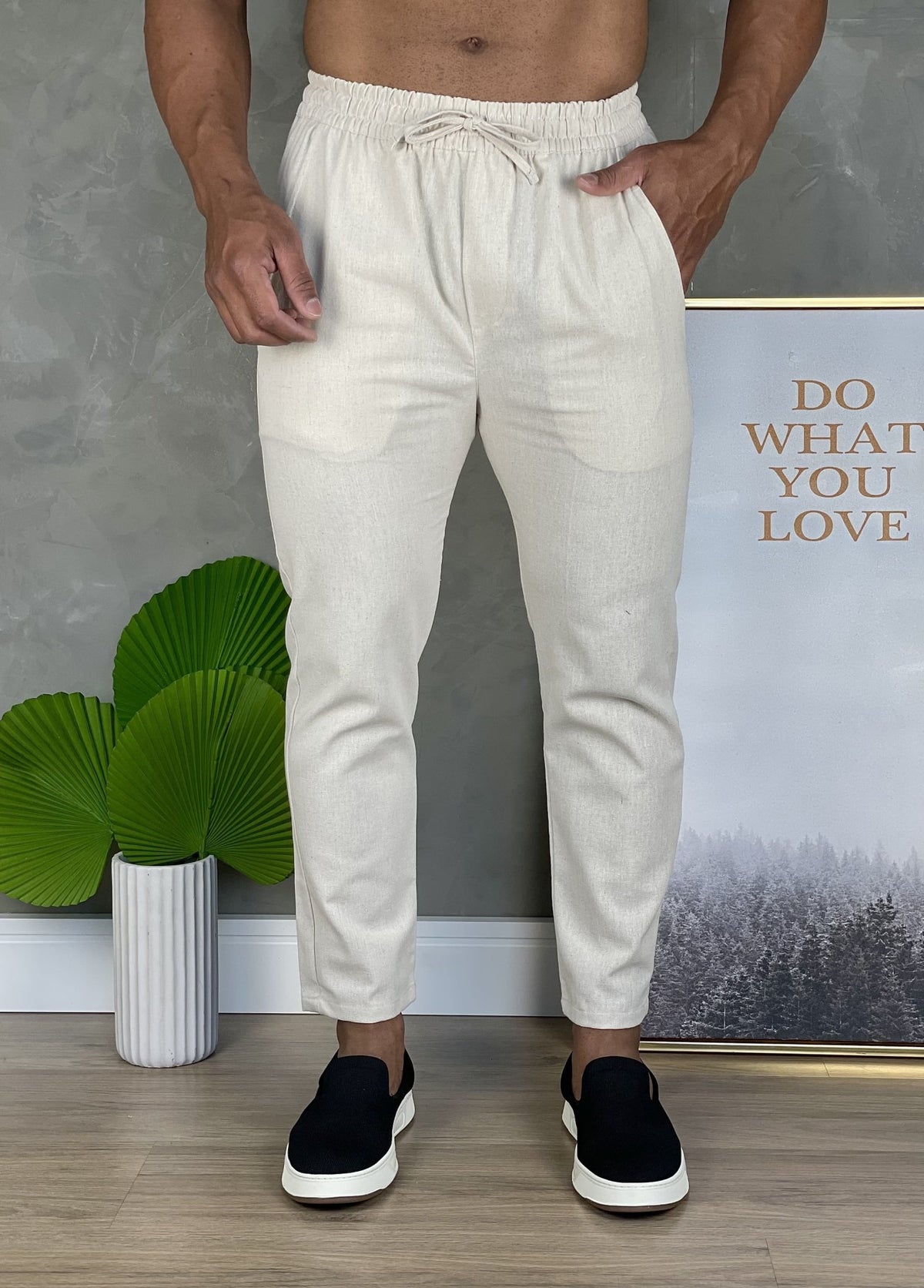 Calça Eleven Linho Lifestyle Natural Bege - Henri Store