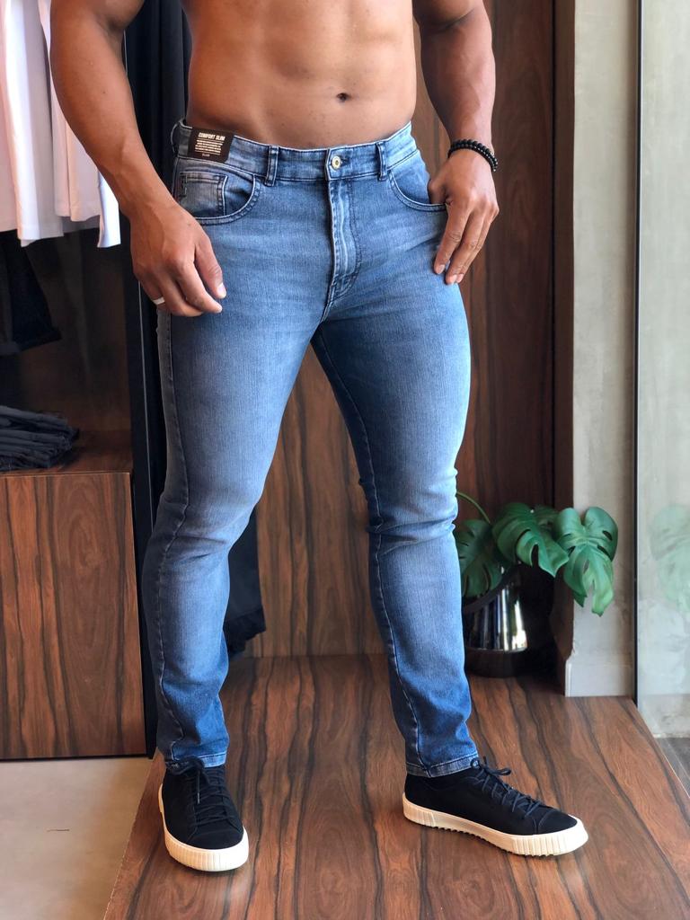Calça Ellus Overcast Elastic Blue Comfort Slim - Henri Store
