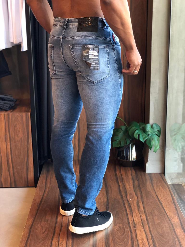 Calça Ellus Overcast Elastic Blue Comfort Slim - Henri Store