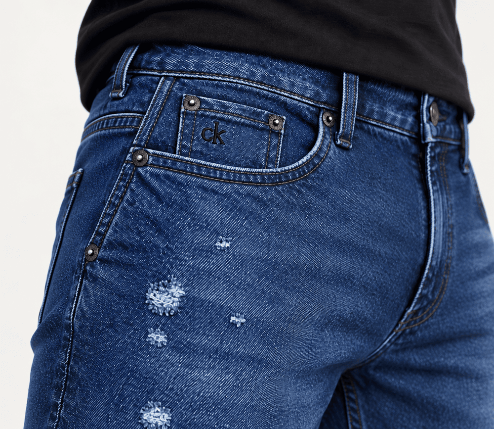 Calça Jeans Escuro Calvin Klein Bordado Preto CK - Henri Store