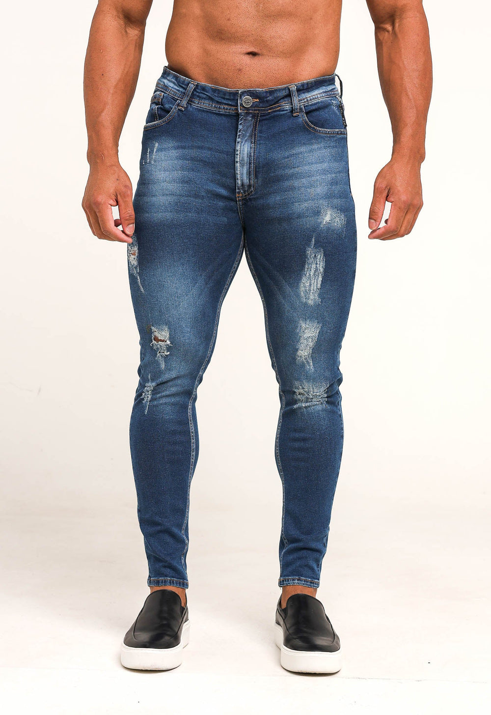 Calça Jeans White Destroyed Per Pochi Blue - Henri Store