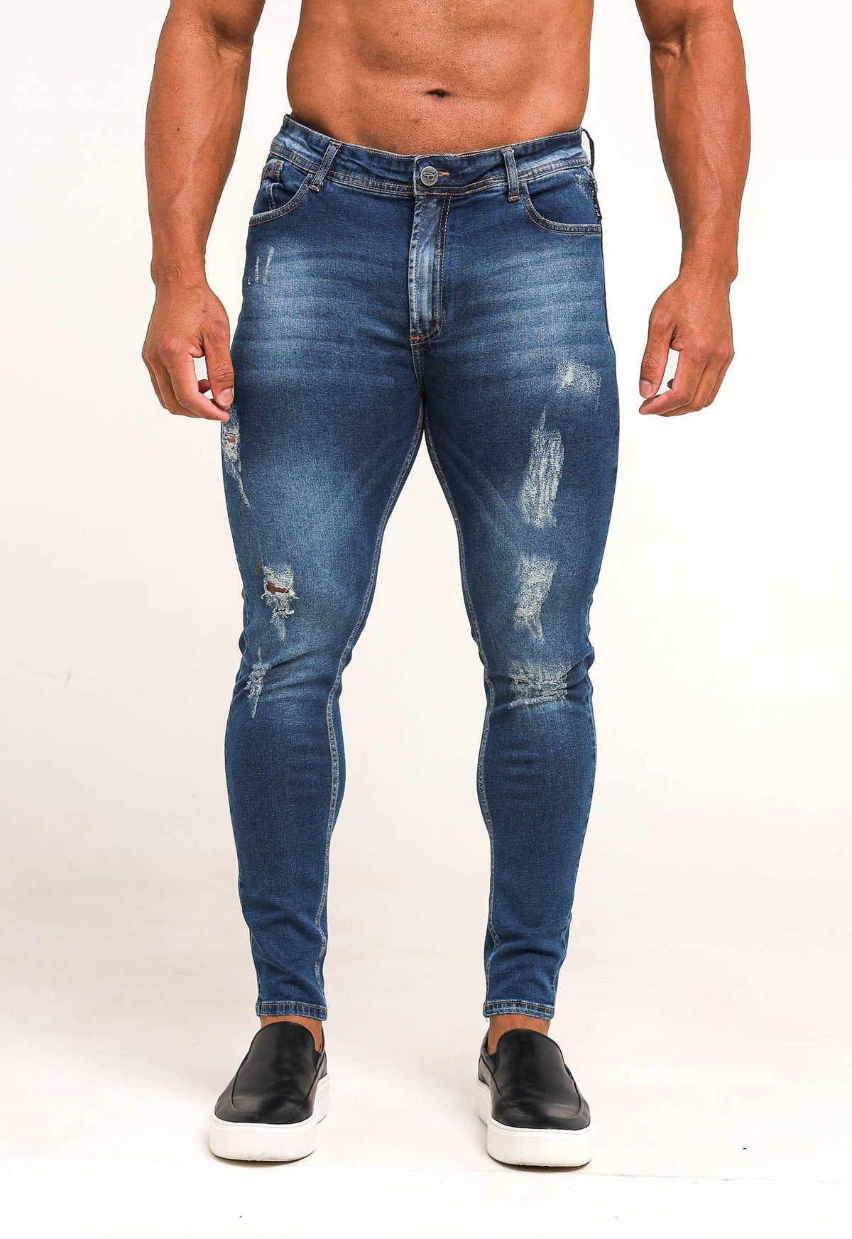 Calça Jeans White Destroyed Per Pochi Blue - Henri Store