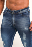 Calça Jeans White Destroyed Per Pochi Blue - Henri Store