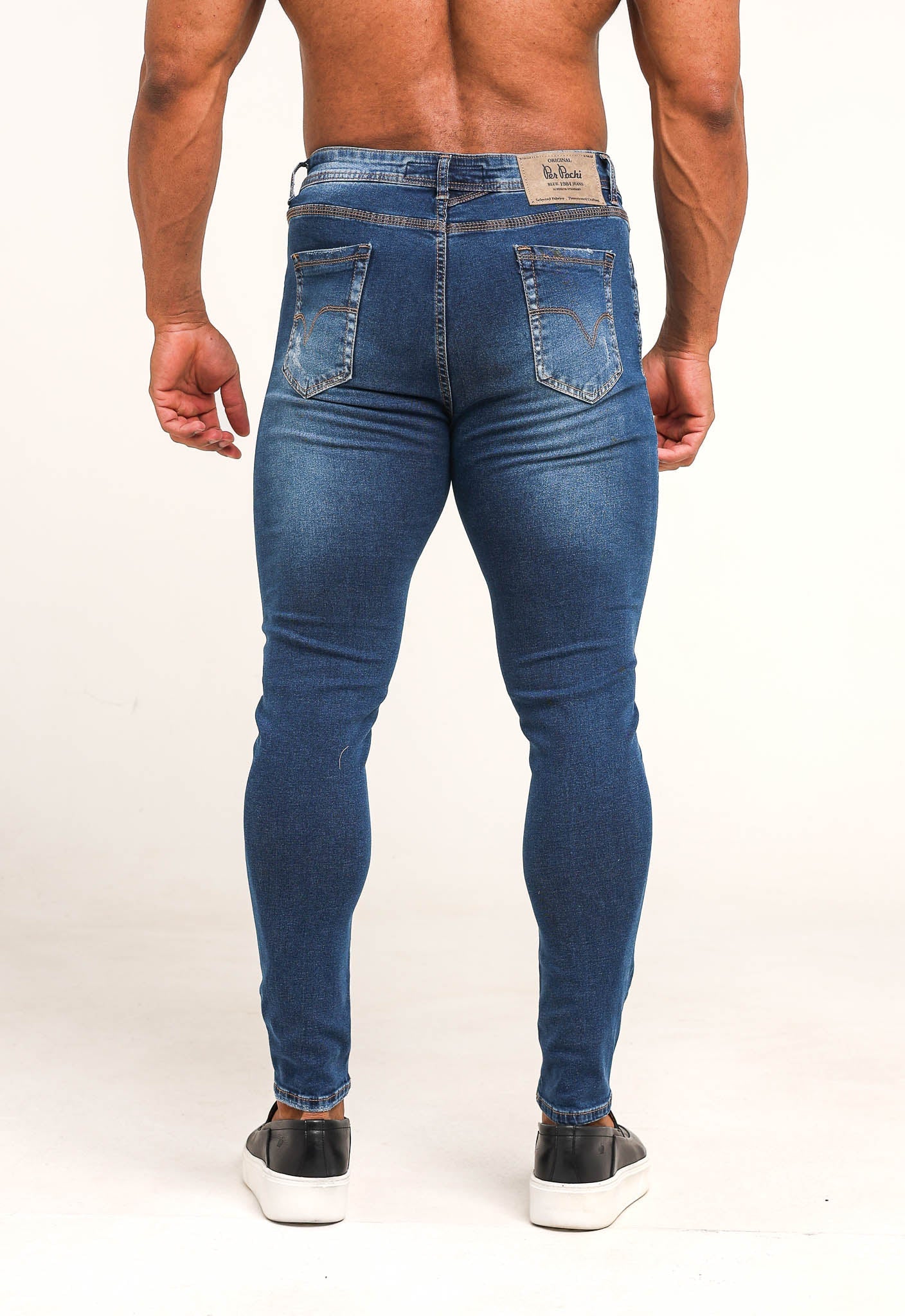 Calça Jeans White Destroyed Per Pochi Blue - Henri Store