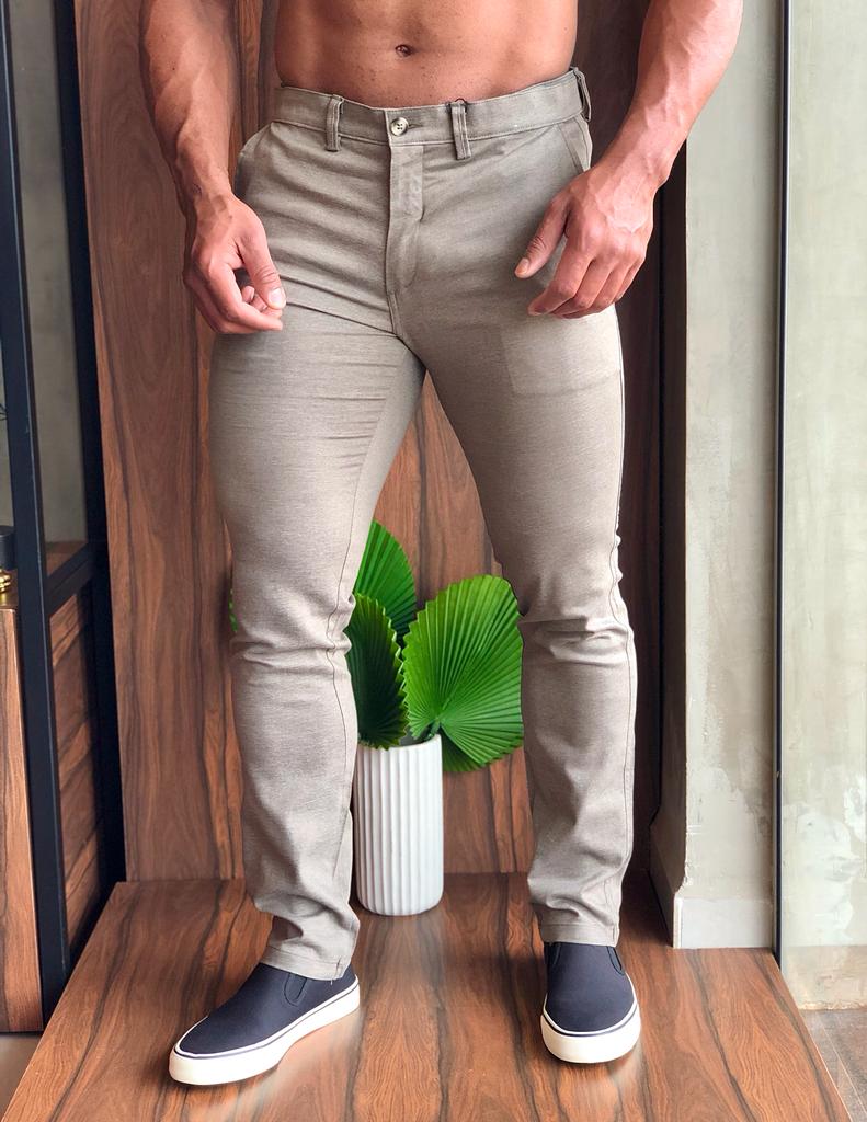 Calça Kanzo Slim Fit Cáqui Mescla - Henri Store