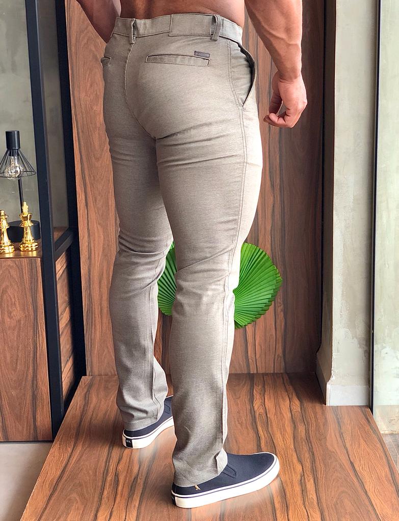 Calça Kanzo Slim Fit Cáqui Mescla - Henri Store