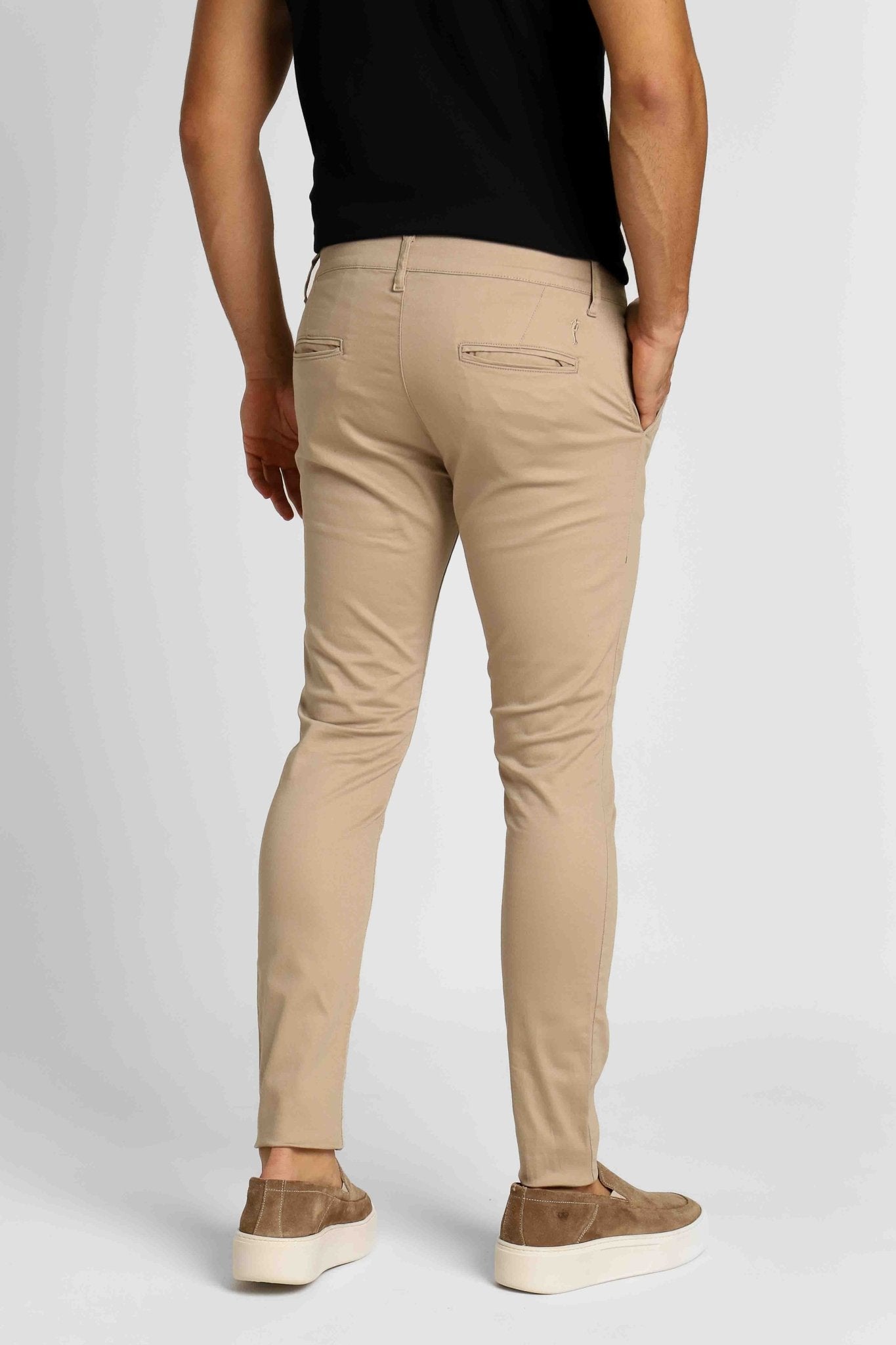 Calça Masculina Alfaiataria Skinny Fit Zip Off Bege - Henri Store