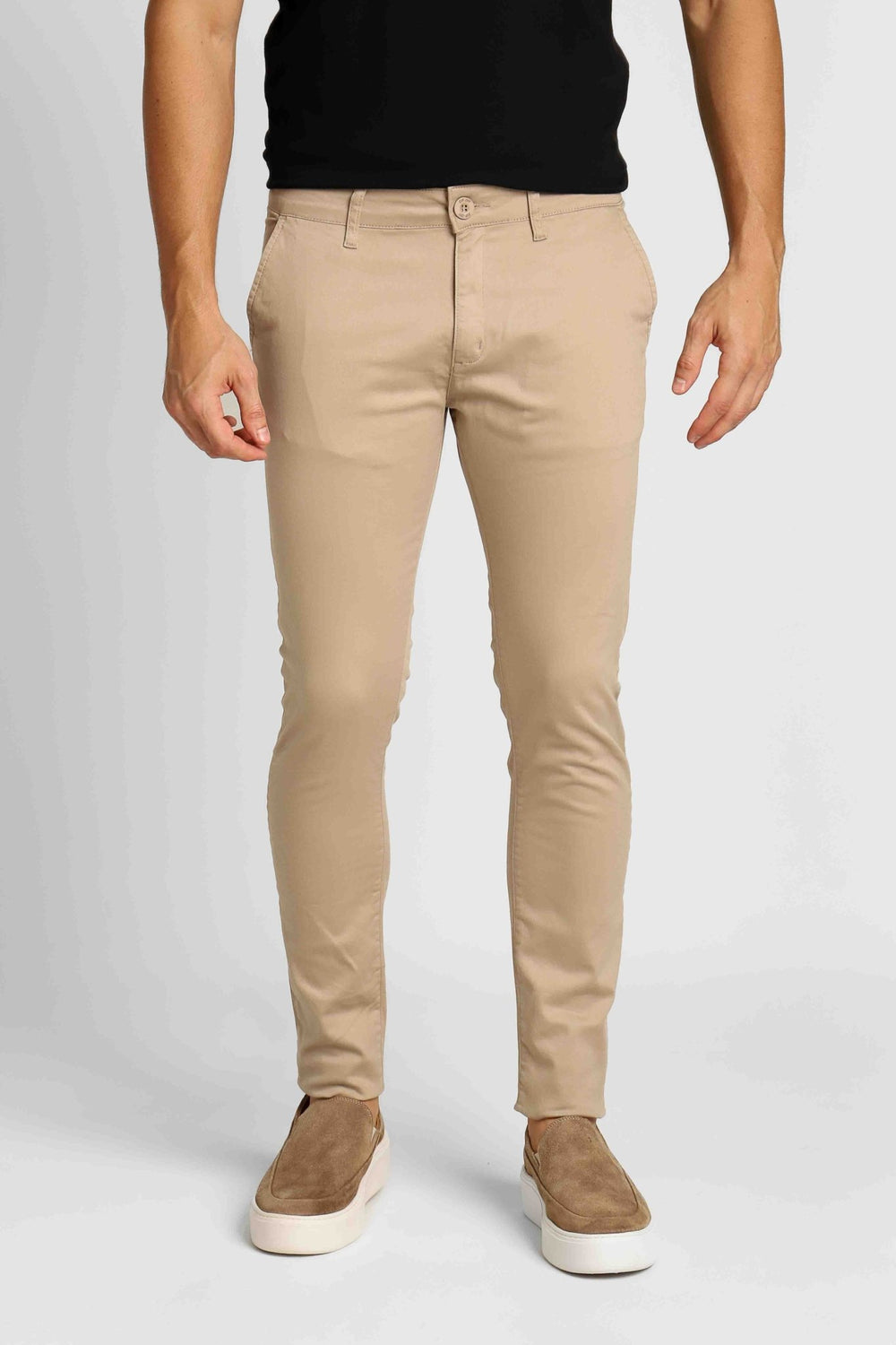 Calça Masculina Alfaiataria Skinny Fit Zip Off Bege - Henri Store