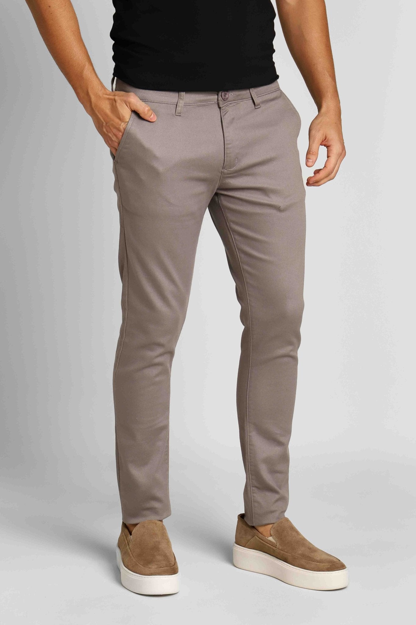 Calça Masculina Alfaiataria Skinny Fit Zip Off Cinza Grafite - Henri Store