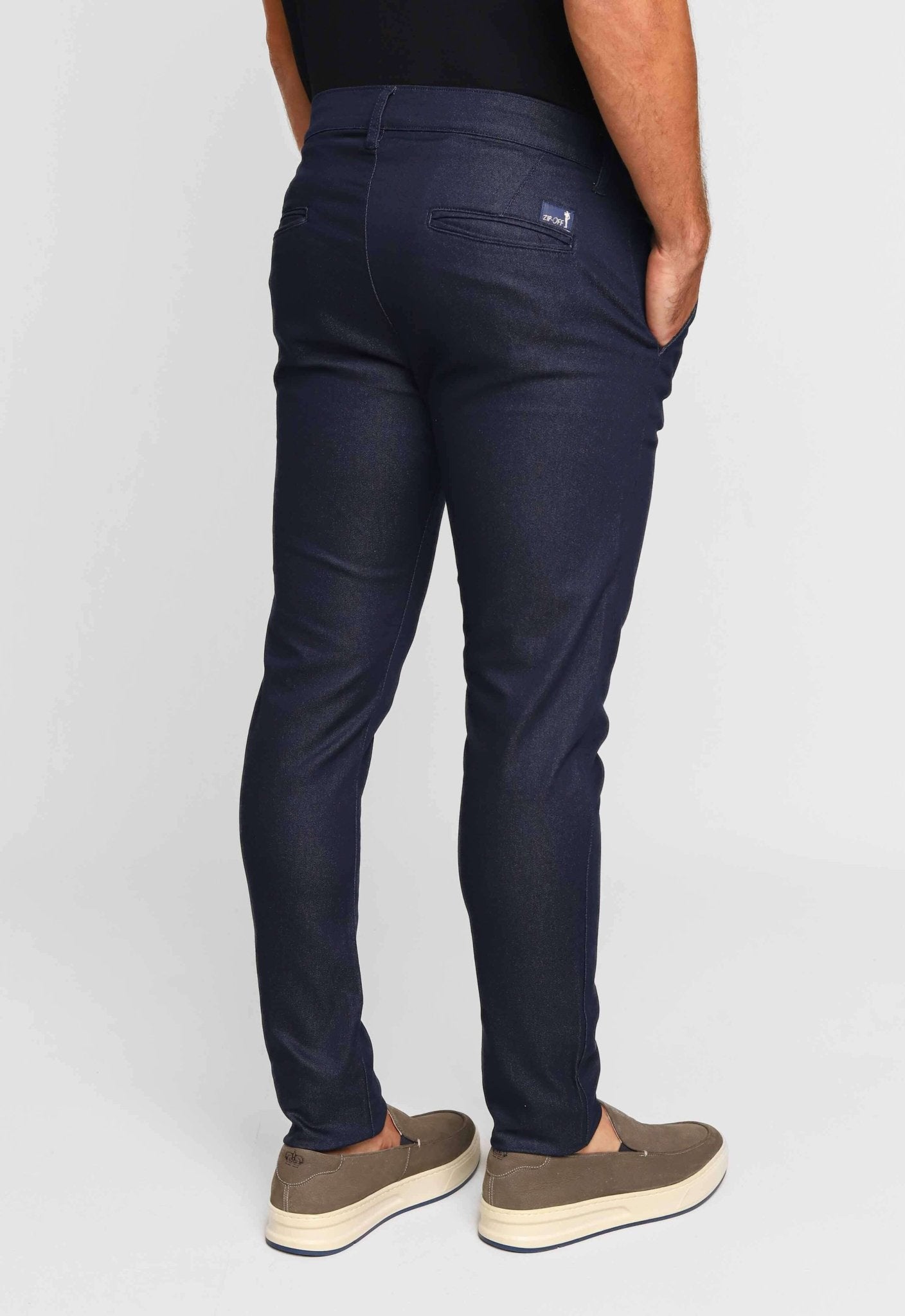 Calça Masculina Alfaiataria Skinny Fit Zip Off Marinho - Henri Store
