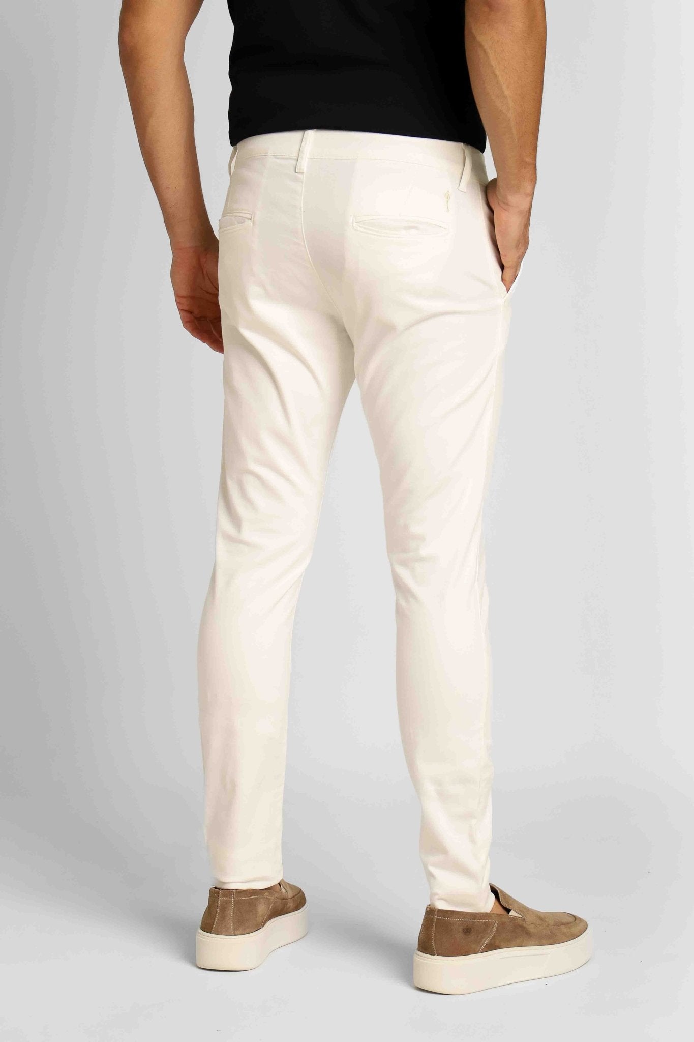 Calça Masculina Alfaiataria Skinny Fit Zip Off Off White - Henri Store