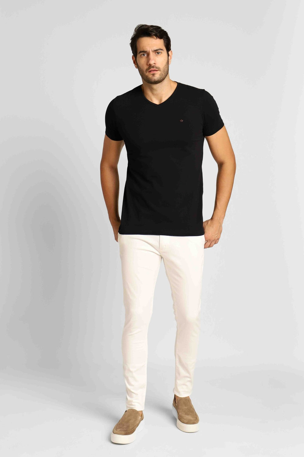 Calça Masculina Alfaiataria Skinny Fit Zip Off Off White - Henri Store