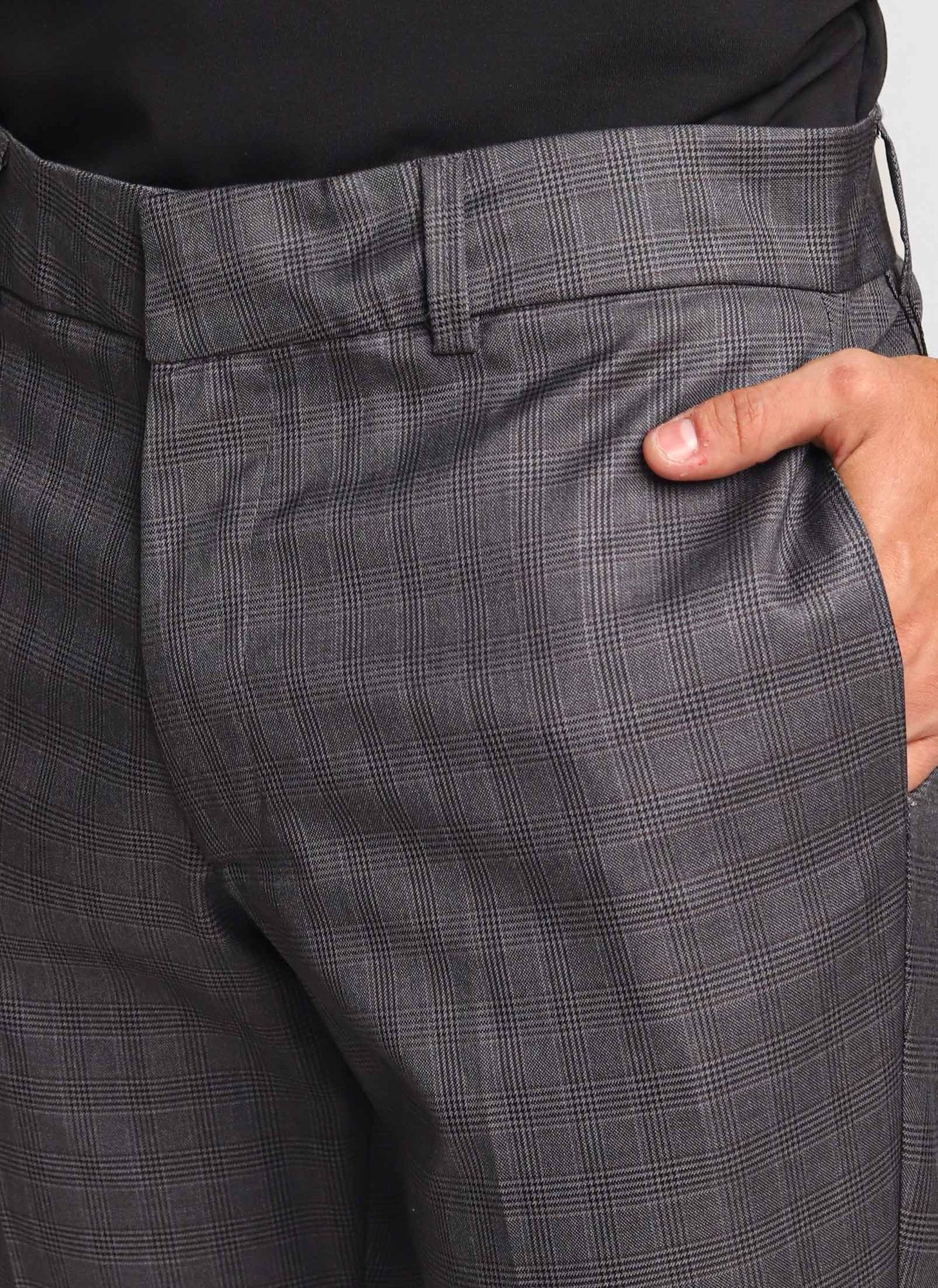 Calça Masculina Dom Henrico de Alfaiataria Xadrez Cinza Chumbo - Henri Store