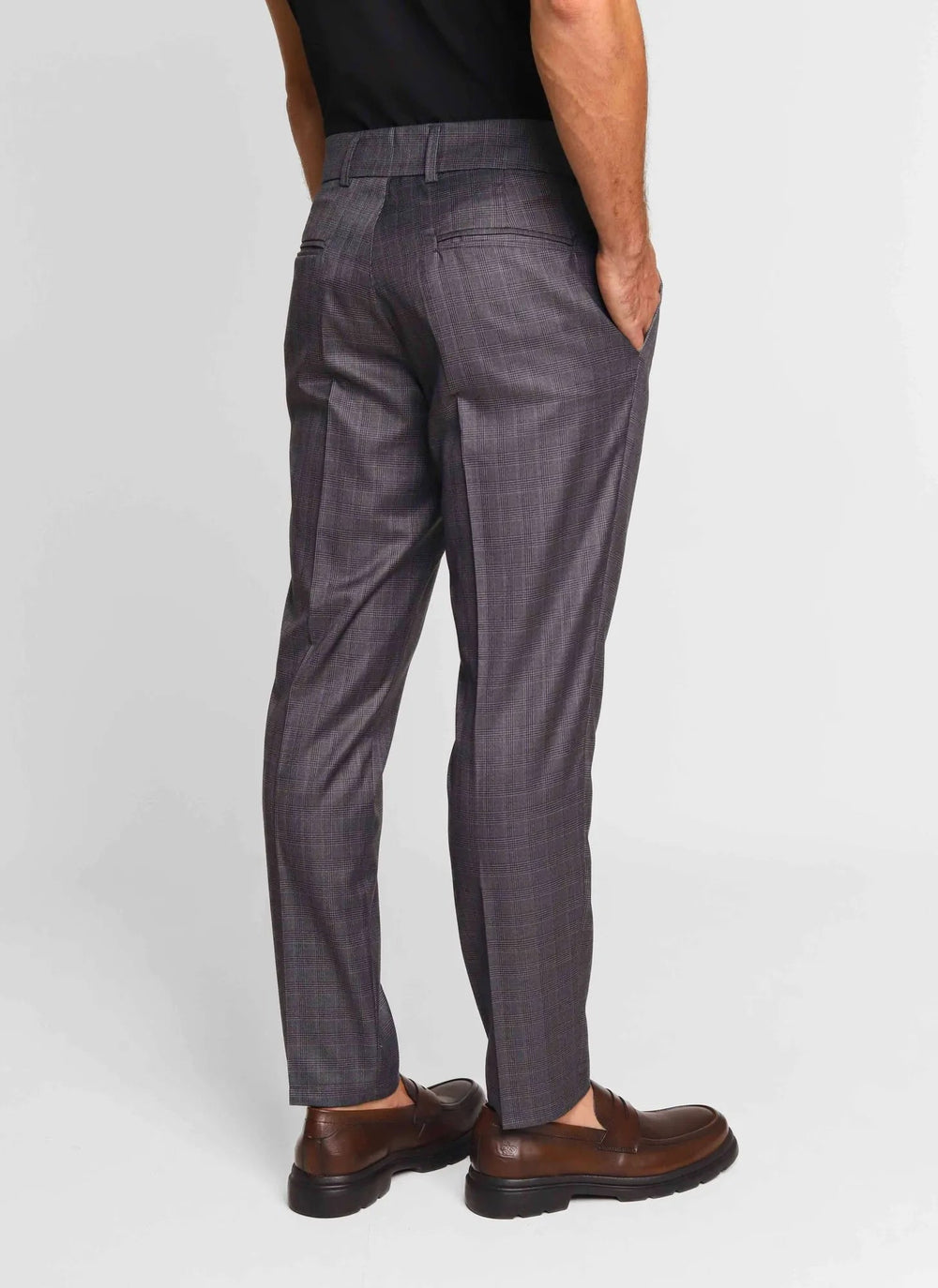 Calça Masculina Dom Henrico de Alfaiataria Xadrez Cinza Chumbo - Henri Store