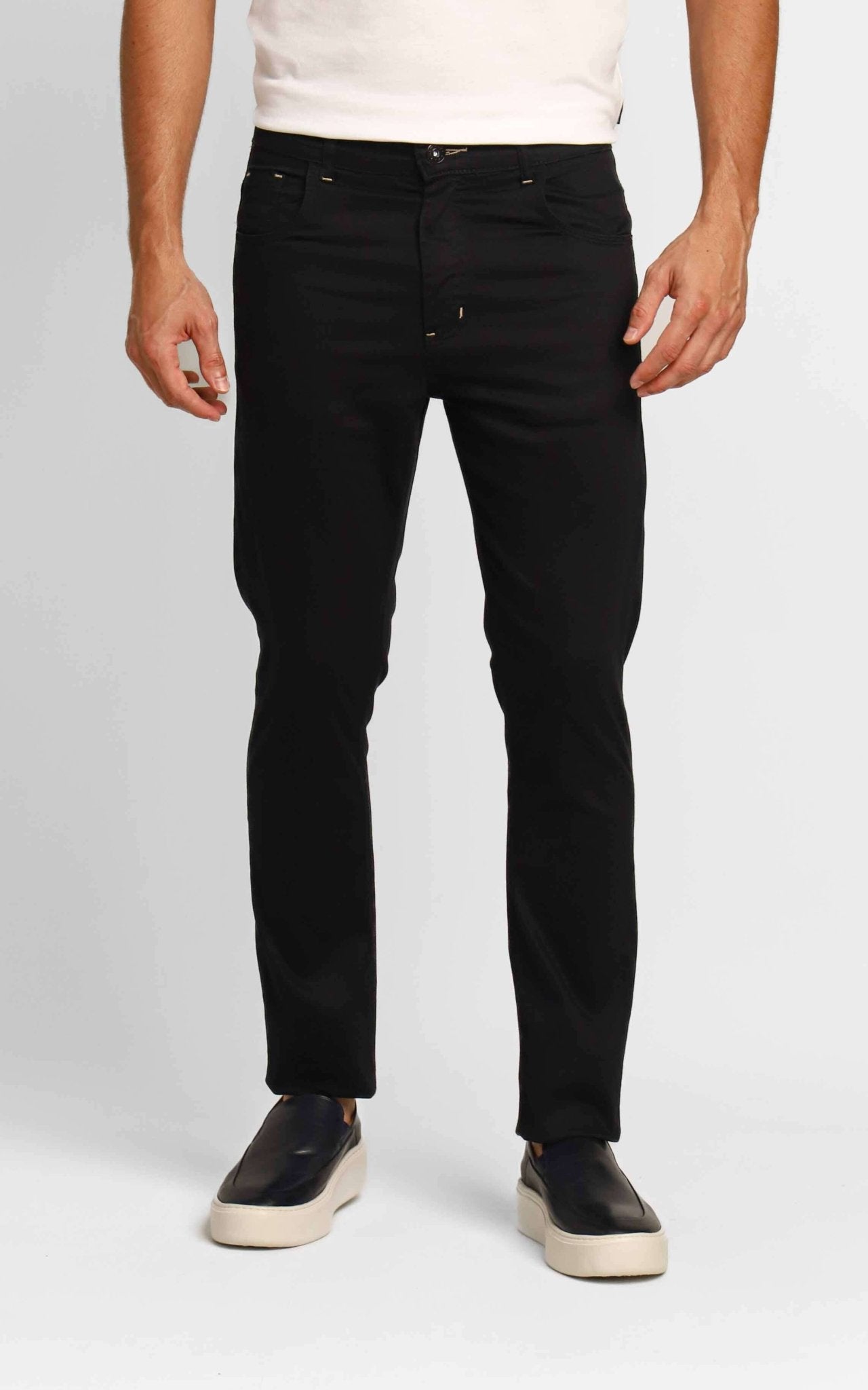 Calça Masculina Dom Henrico Sarja Casual com Elastano Preta - Henri Store