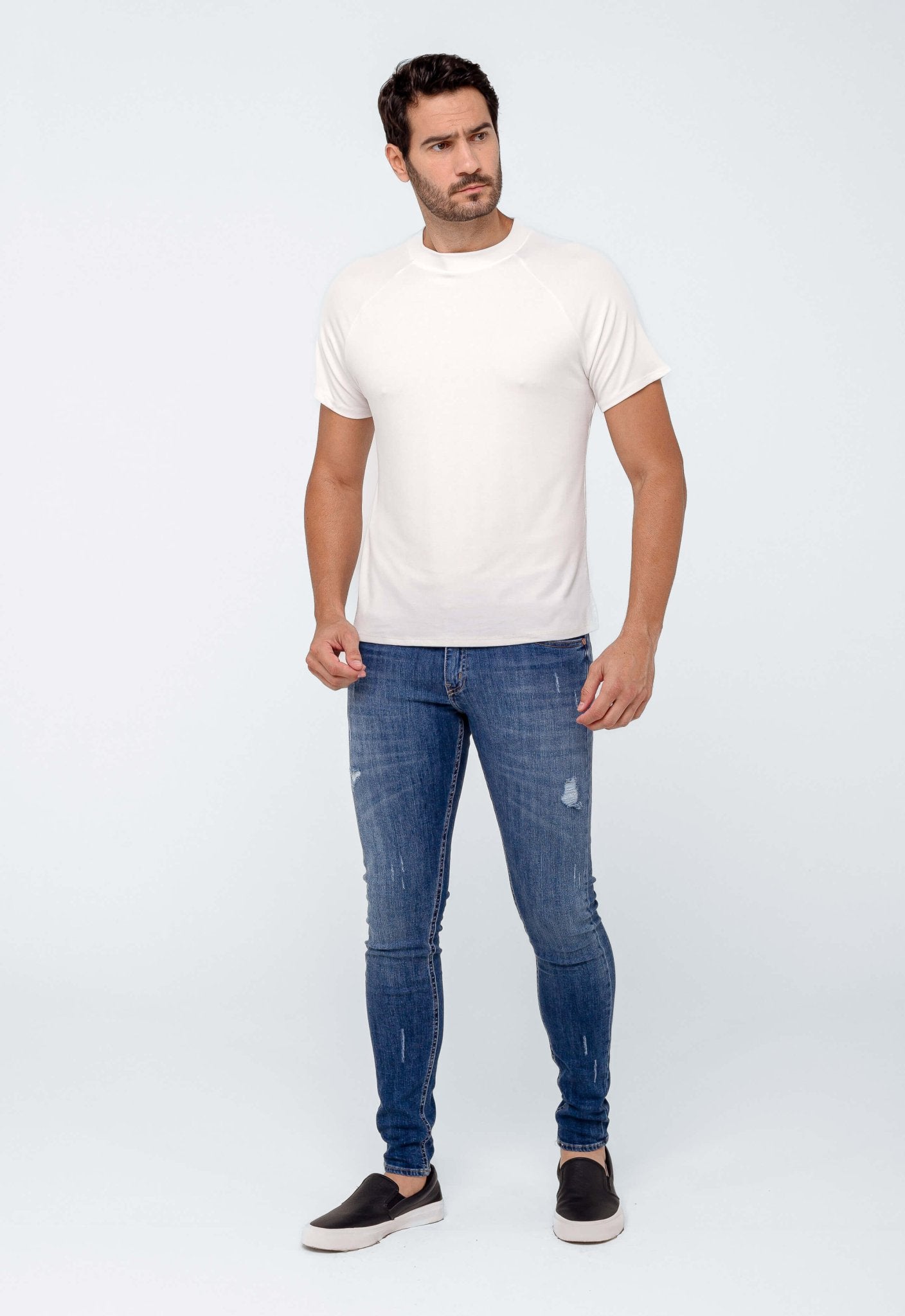 Calça Masculina Jeans Skinny Fit Zip Off Used 00345 - Henri Store
