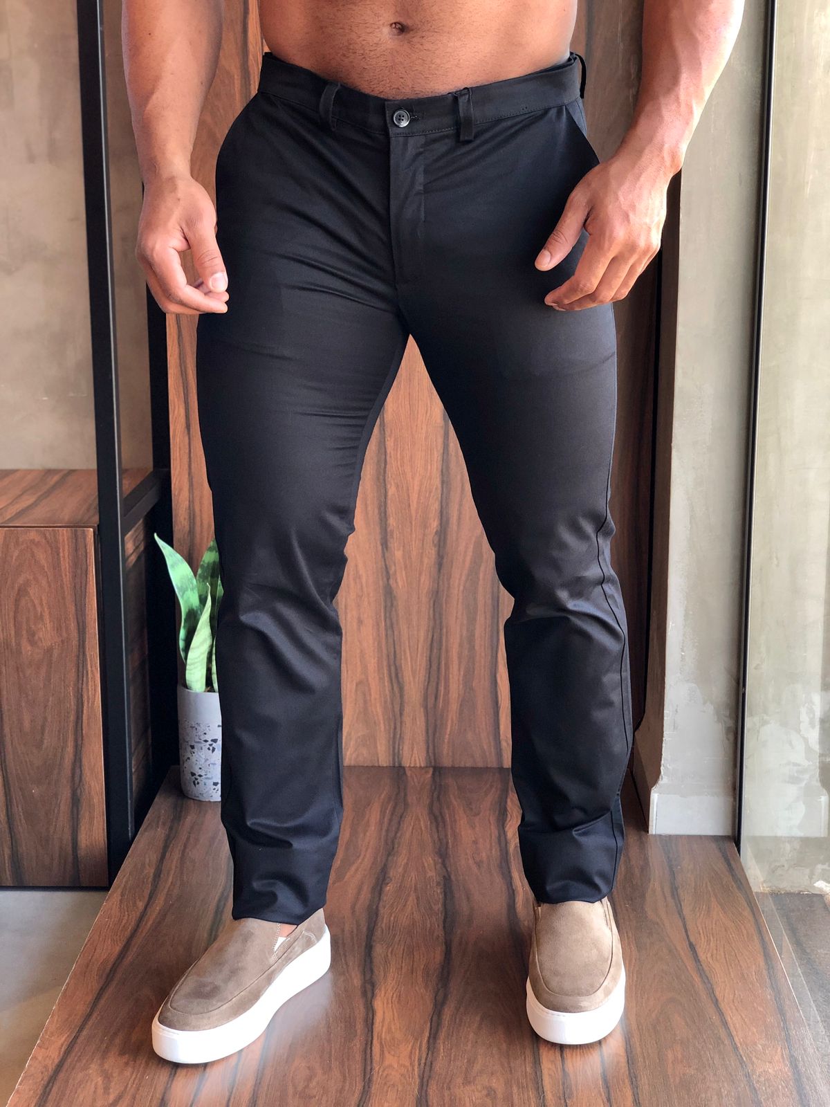 Calça Masculina Kanzo Slim Preta - Henri Store
