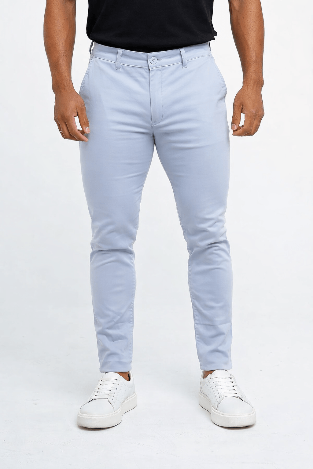 Calça Masculina Skinny Fit Alfaiataria Zip Off Azul Bebê LIVE - Henri Store