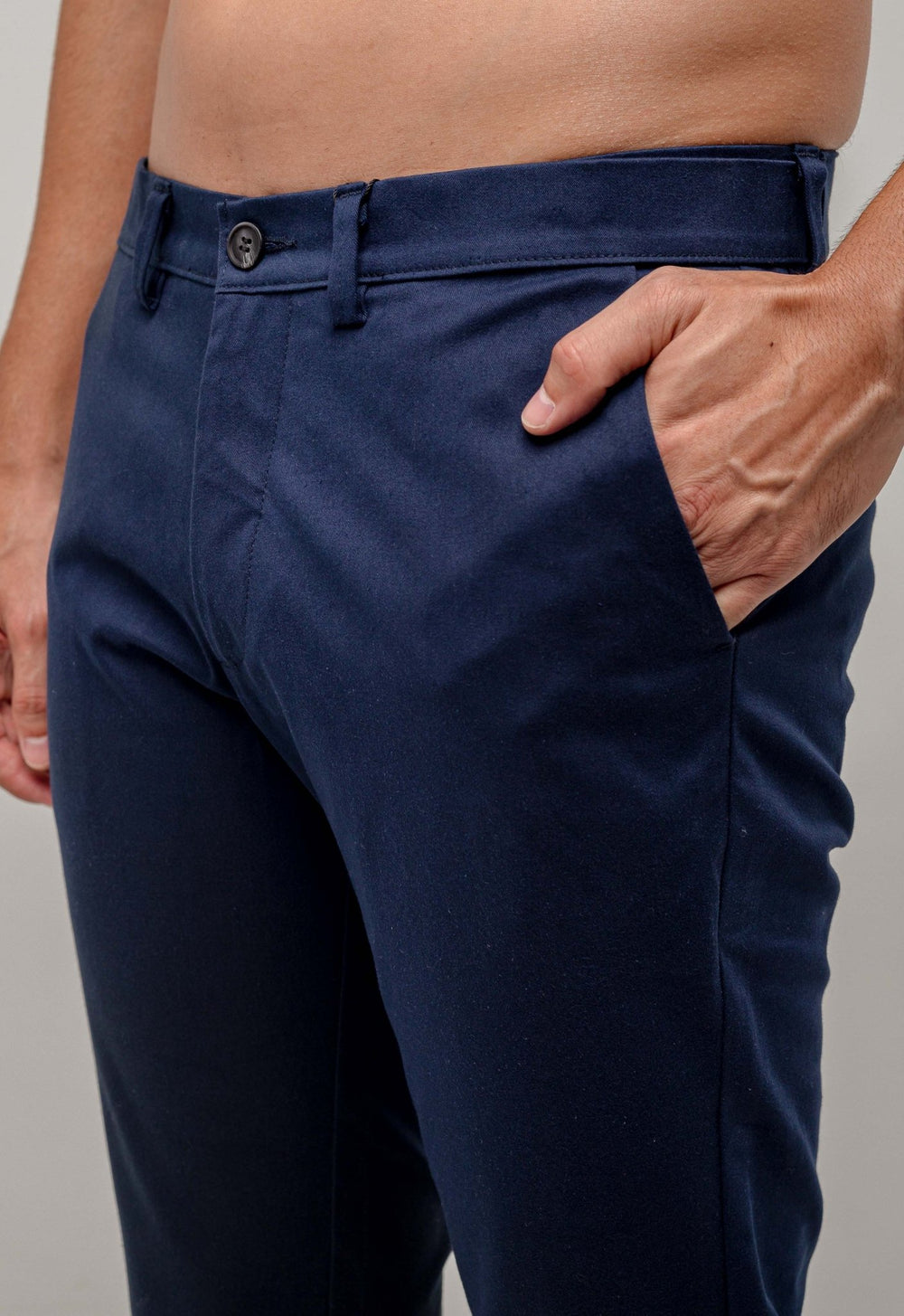 Calça Masculina Slim Fit Kanzo Sarja Azul Marinho Impermeável - Henri Store