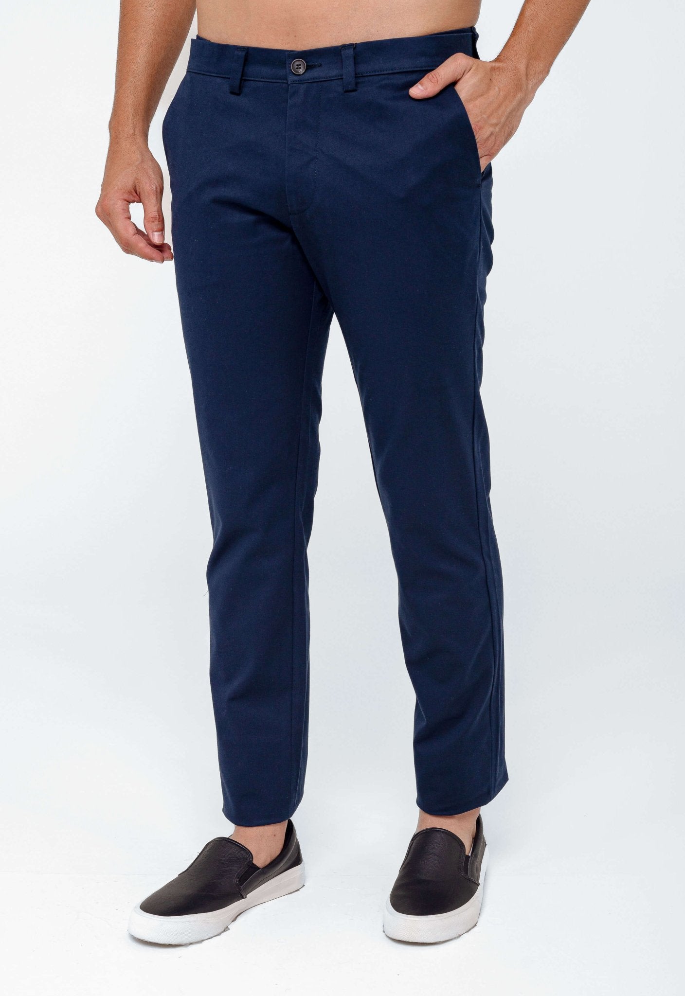 Calça Masculina Slim Fit Kanzo Sarja Azul Marinho Impermeável - Henri Store