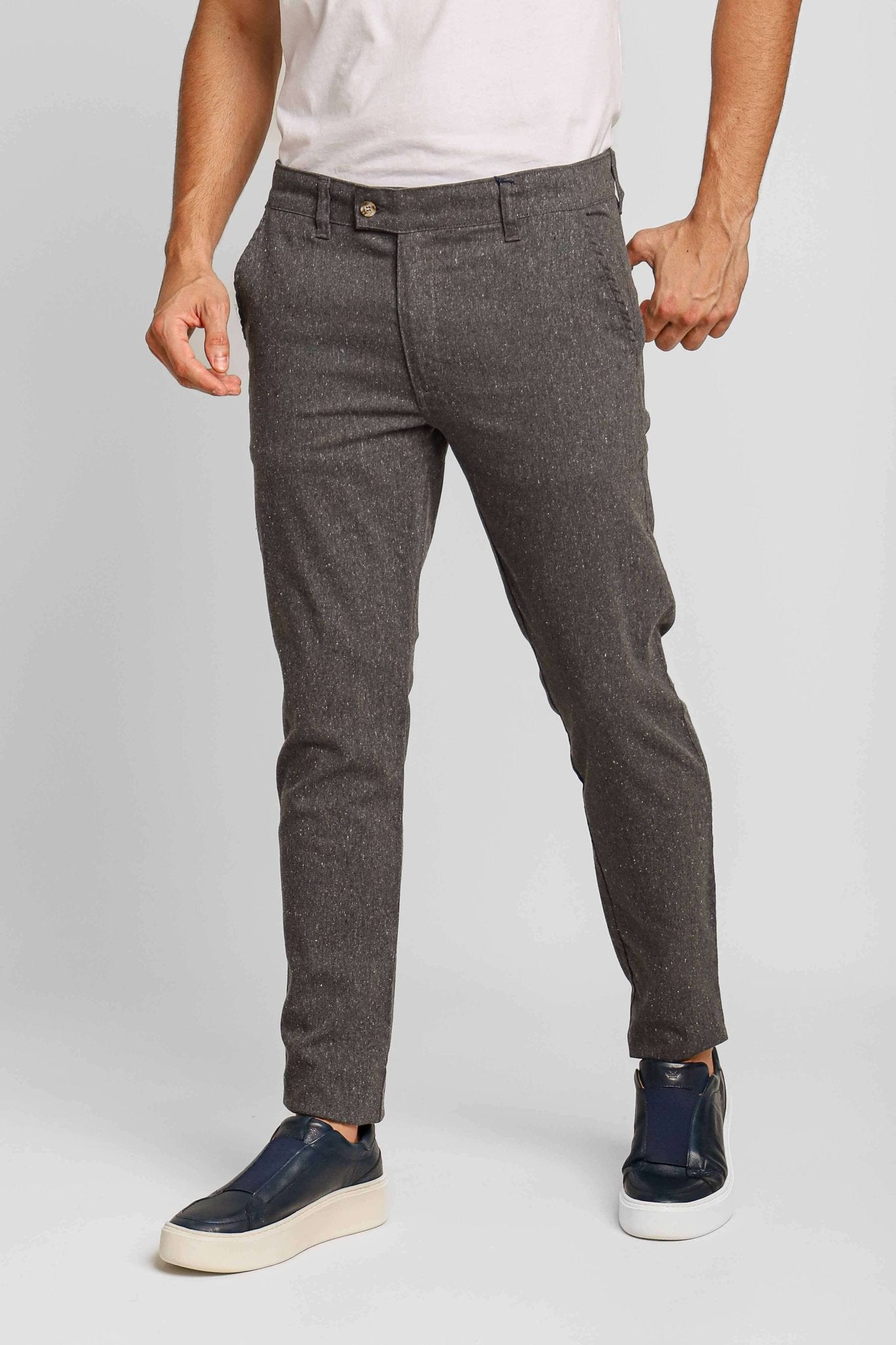 Calça RL Linho Straight Fit Cinza Chumbo - Henri Store