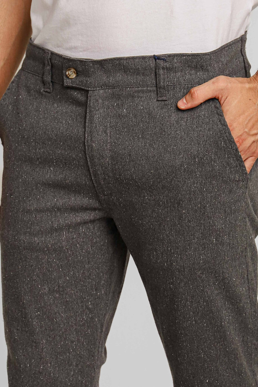 Calça RL Linho Straight Fit Cinza Chumbo - Henri Store
