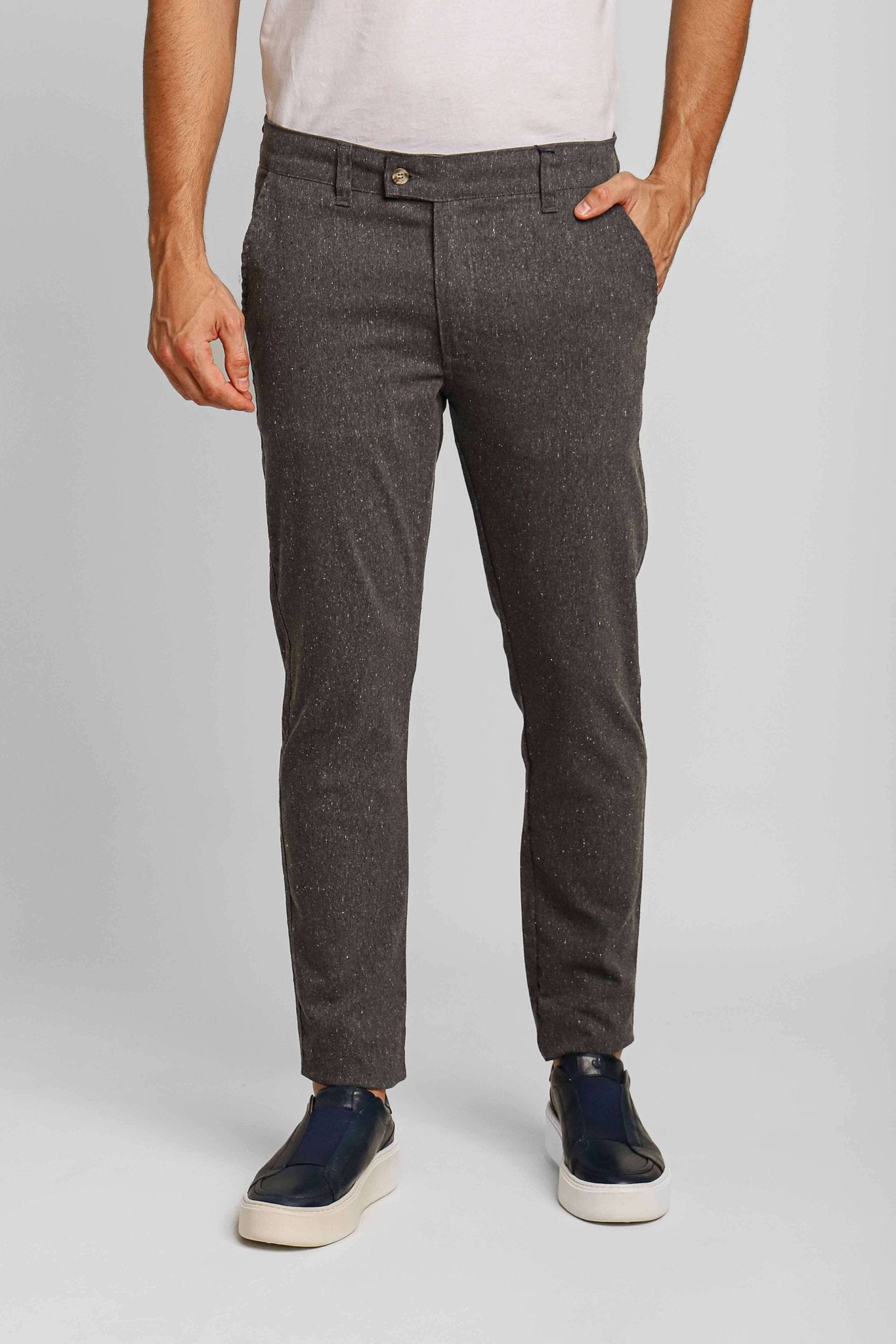 Calça RL Linho Straight Fit Cinza Chumbo - Henri Store