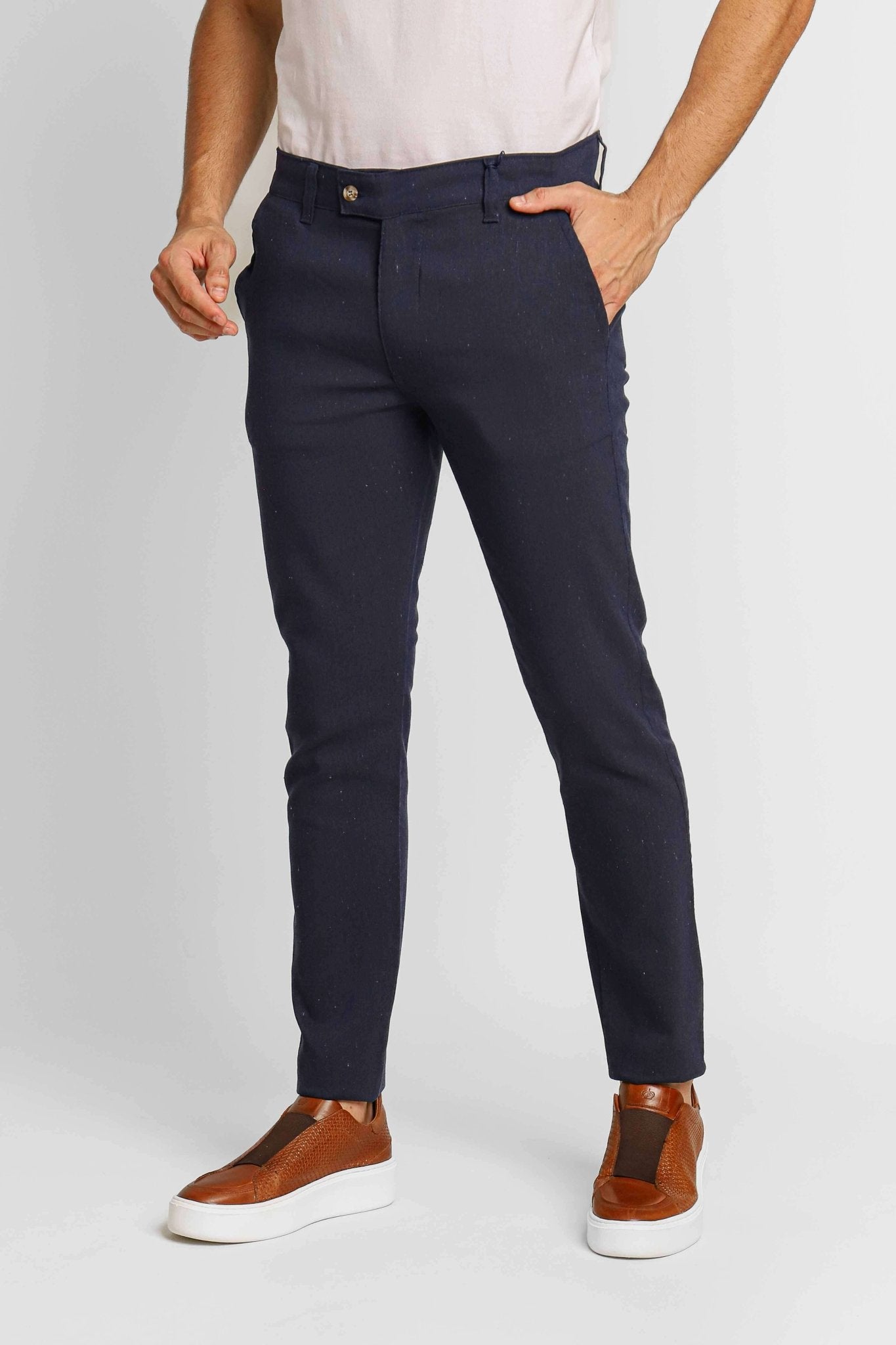 Calça RL Linho Straight Fit Marinho - Henri Store