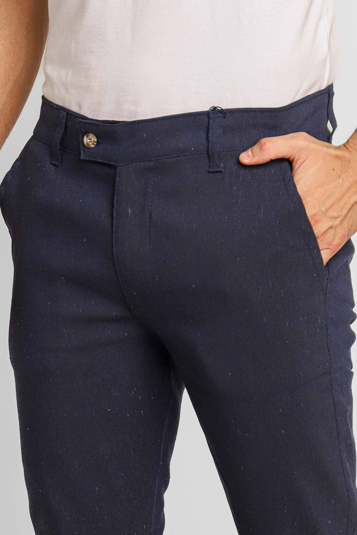 Calça RL Linho Straight Fit Marinho - Henri Store