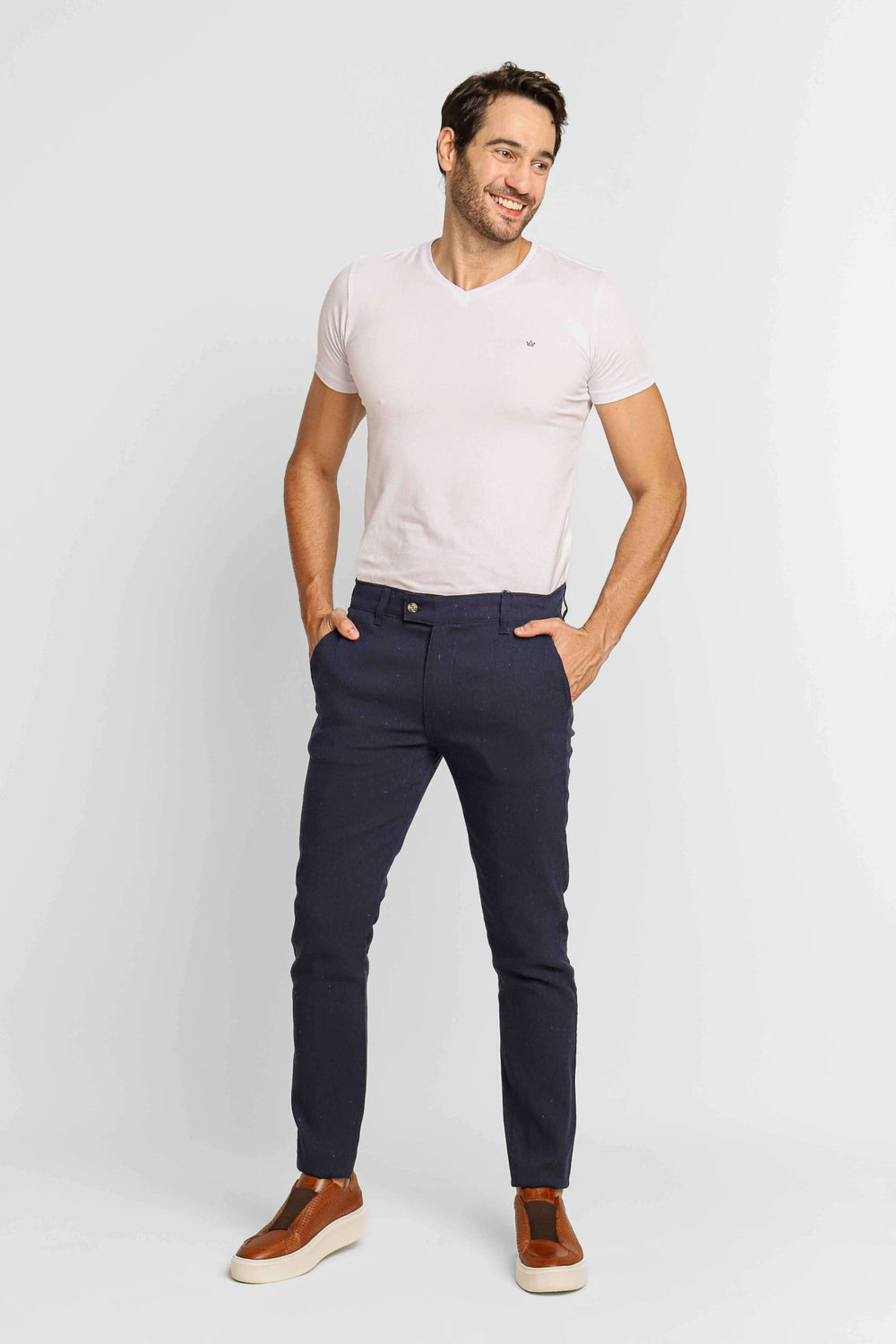 Calça RL Linho Straight Fit Marinho - Henri Store