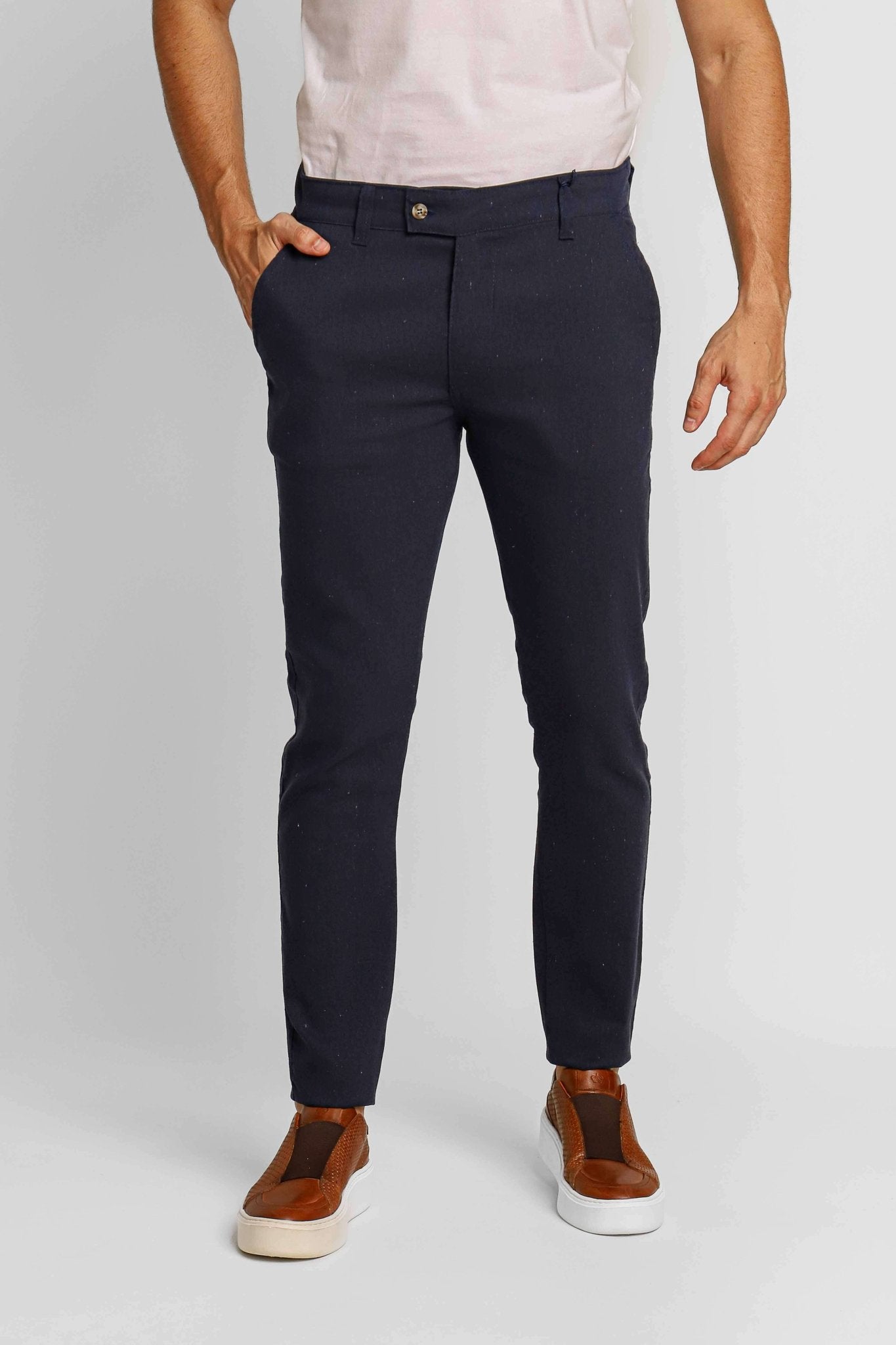Calça RL Linho Straight Fit Marinho - Henri Store